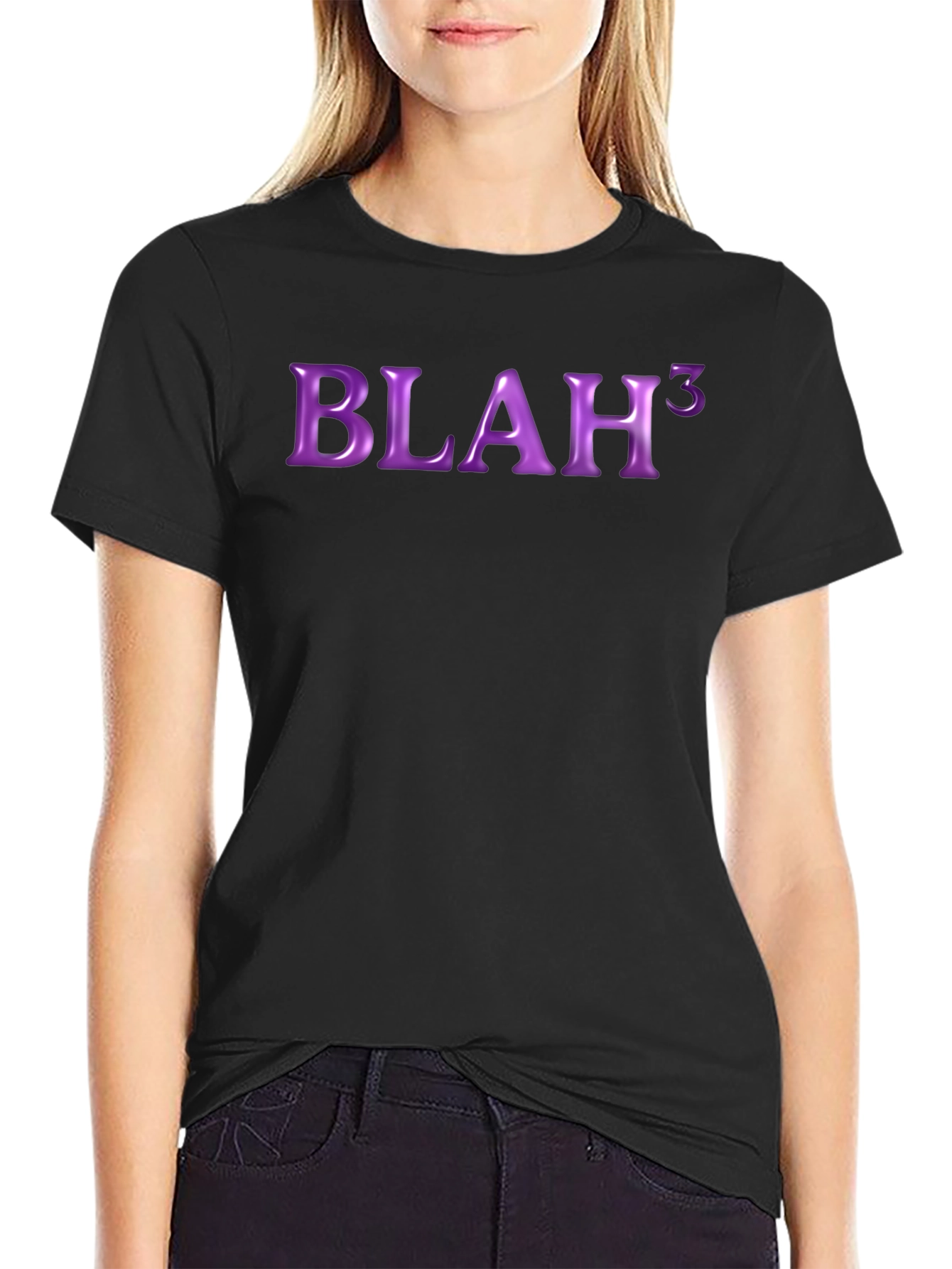Black Blah Cubed Graphic Tee - Bold Statement T-Shirt view 2