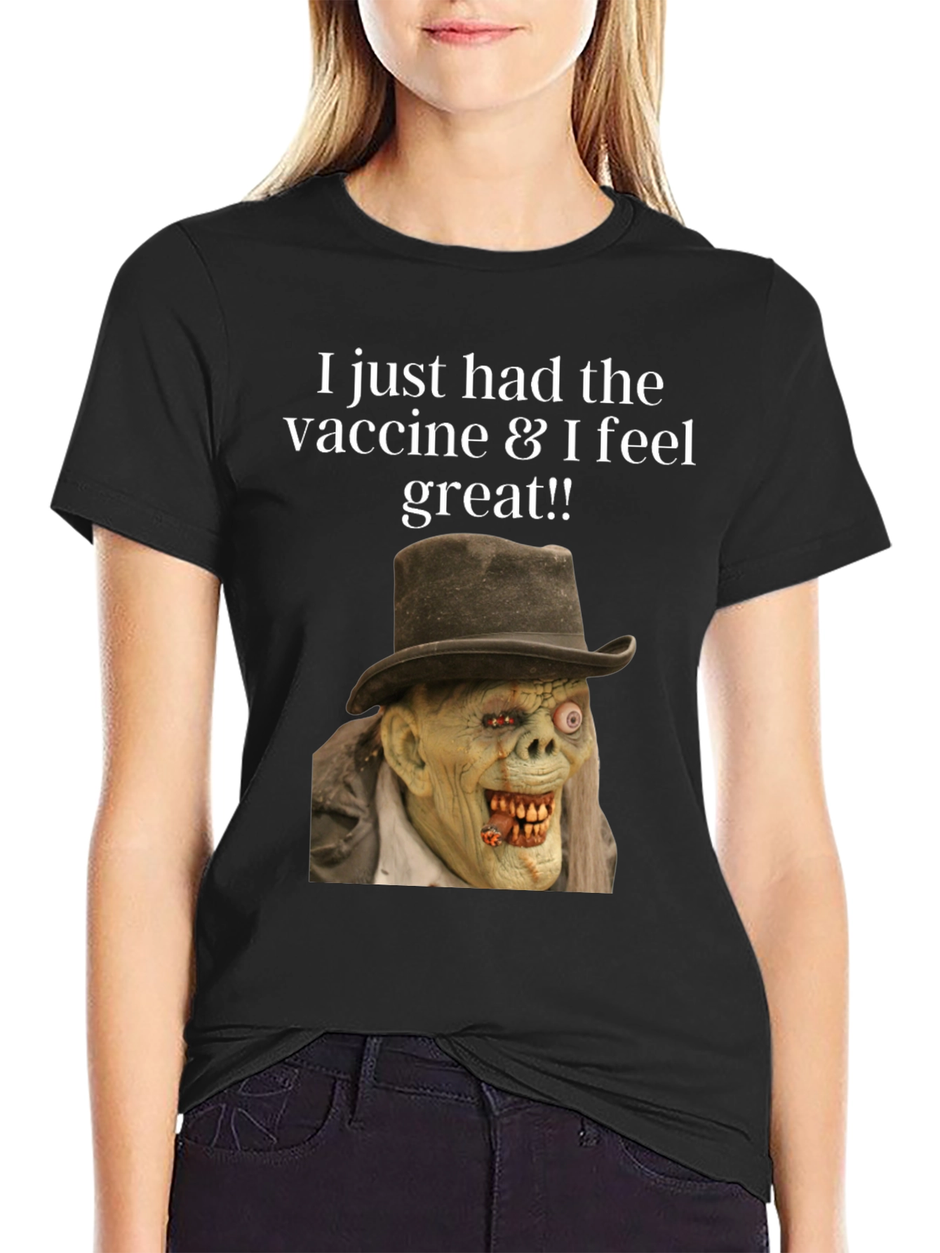 Black Vaccine Zombie Humor Graphic Tee view 2