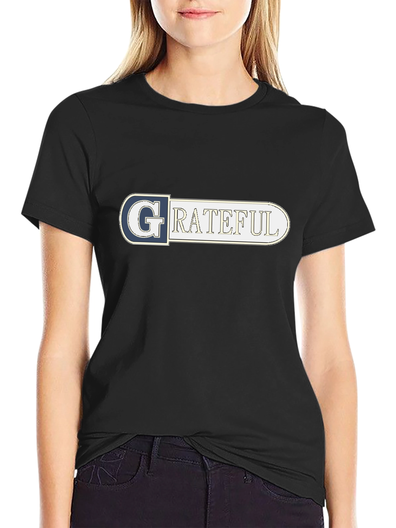 Black Grateful Graphic Tee - Soft Cotton Black T-Shirt view 2