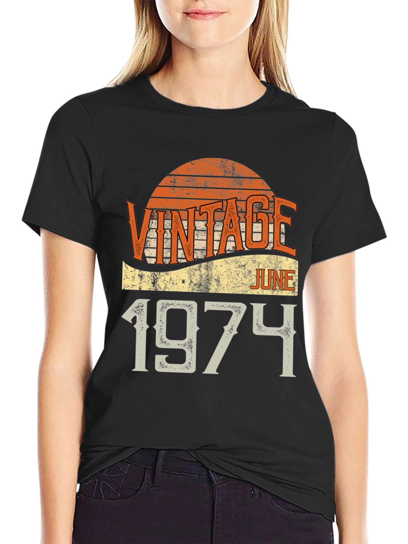 Black Vintage June 1974 T-Shirt view 2