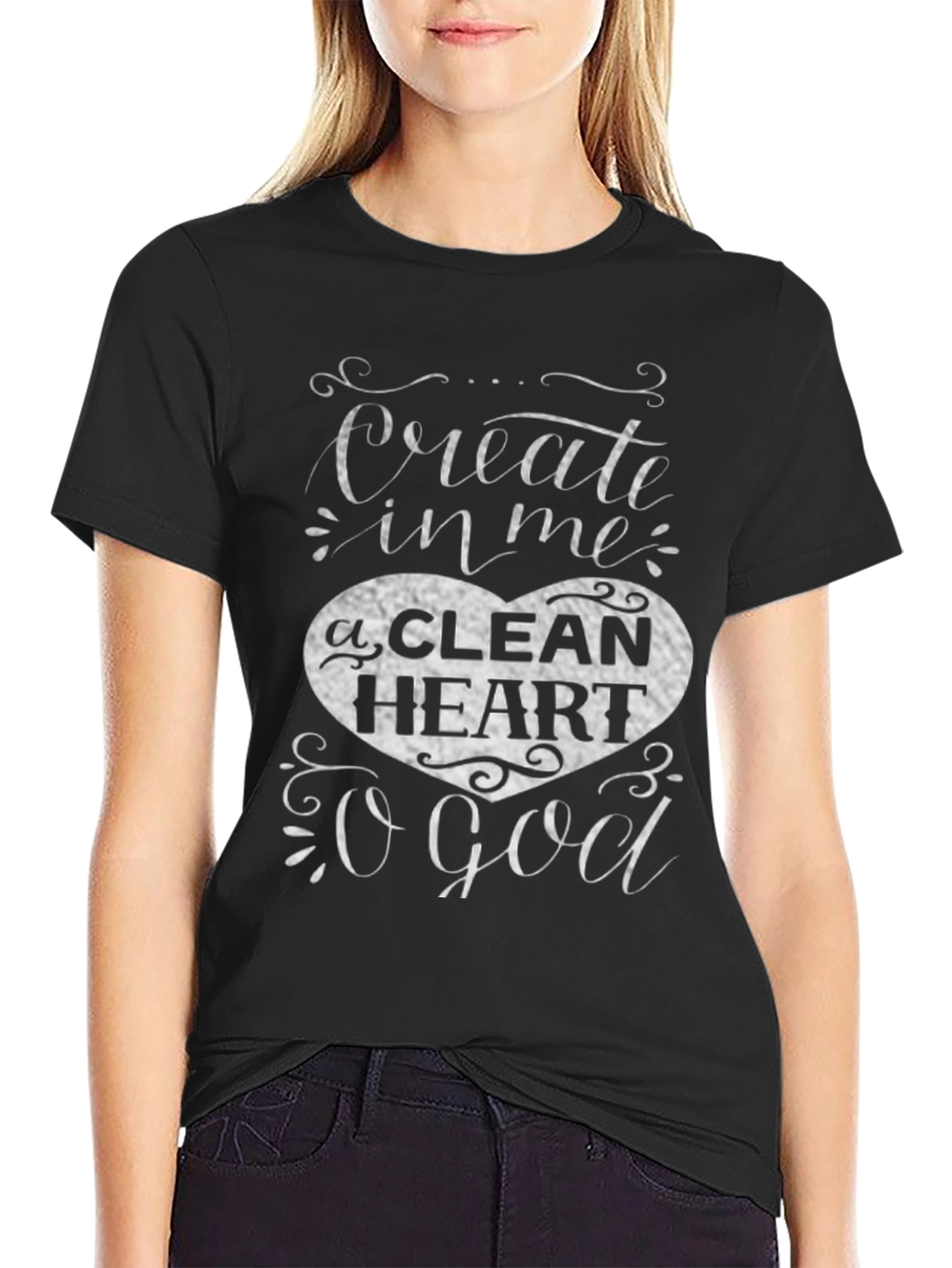 Black Create in Me a Clean Heart T-Shirt view 2