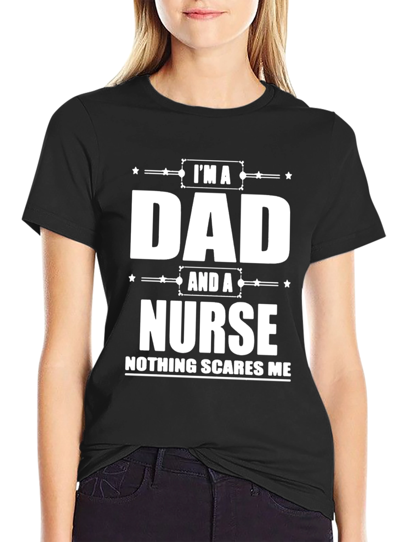 Black Dad and a Nurse Funny T-Shirt view 2