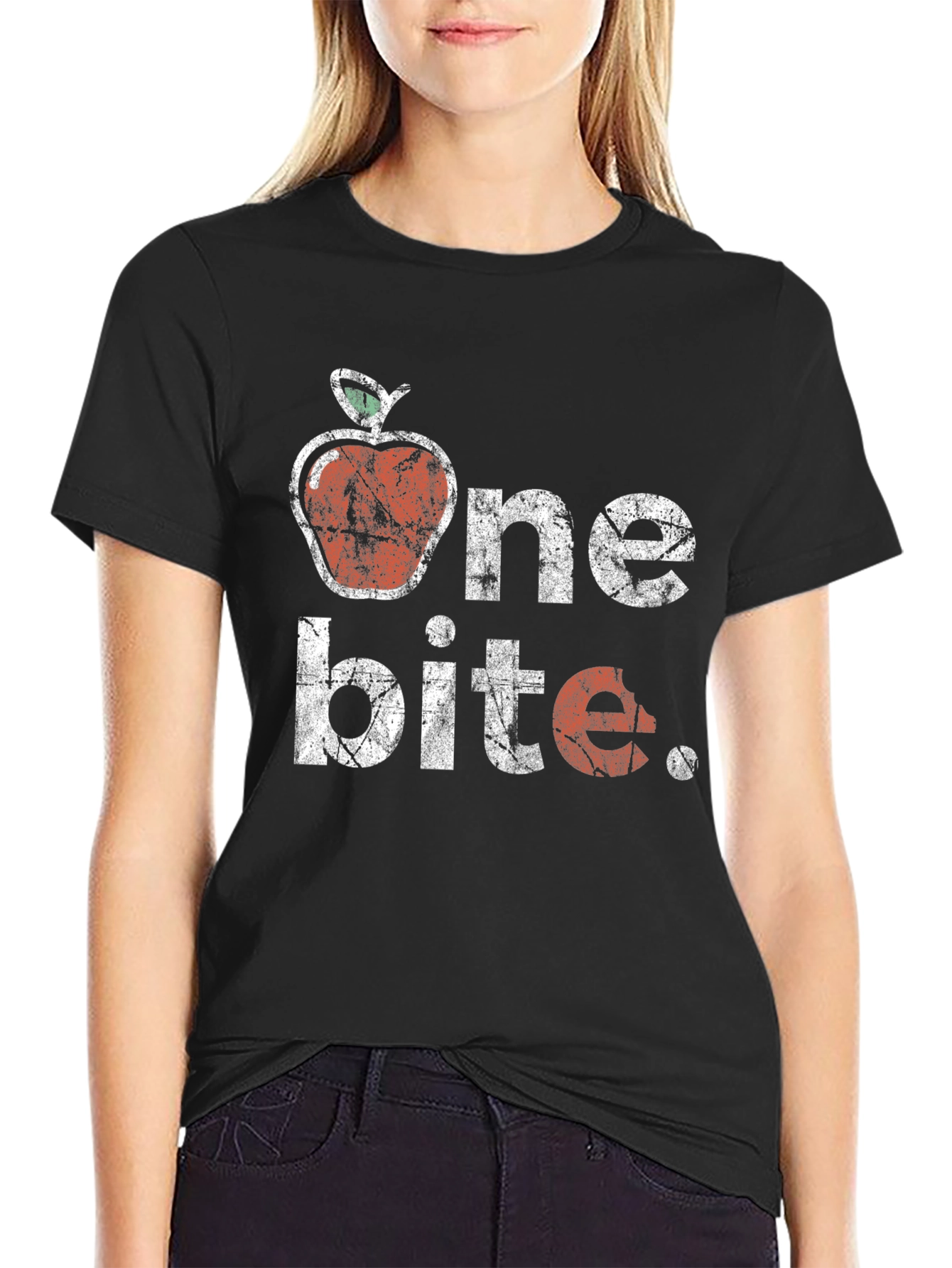 Black One Bite Apple Graphic T-Shirt - Unisex view 2