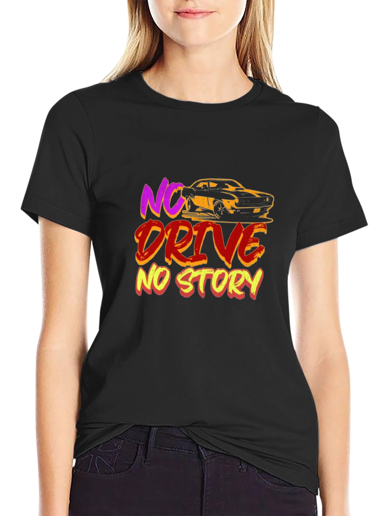 Black No Drive No Story Graphic T-Shirt view 2