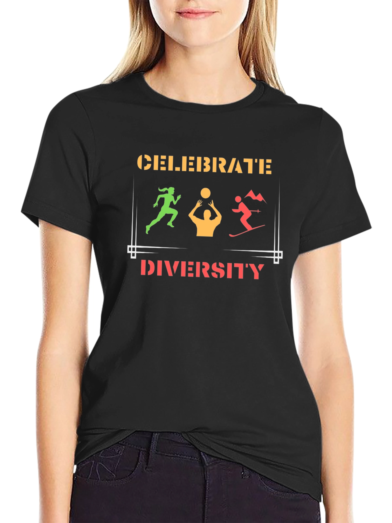 Black Celebrate Diversity Graphic T-Shirt view 2