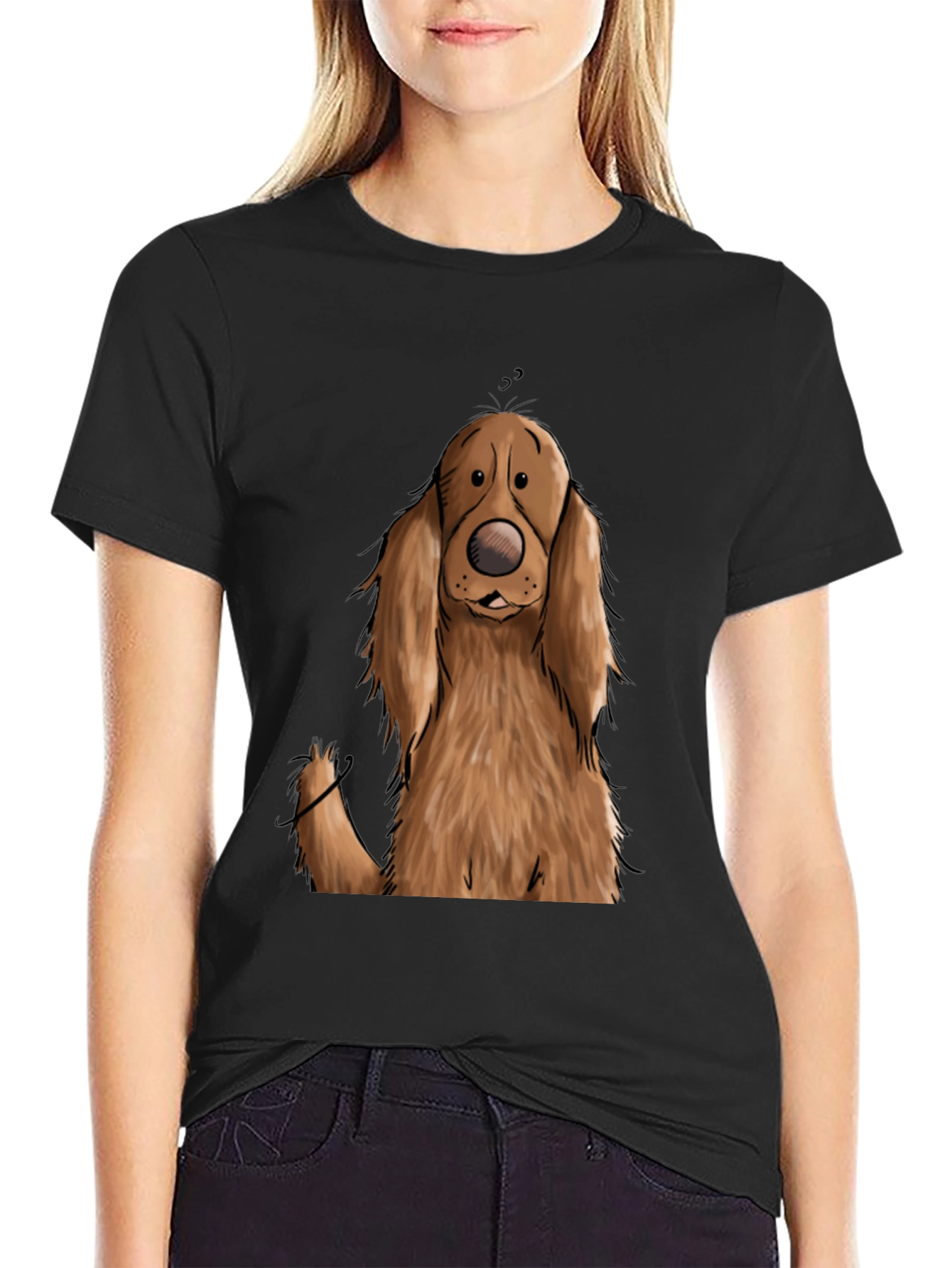 Black Dog Cartoon Graphic Black T-Shirt view 2