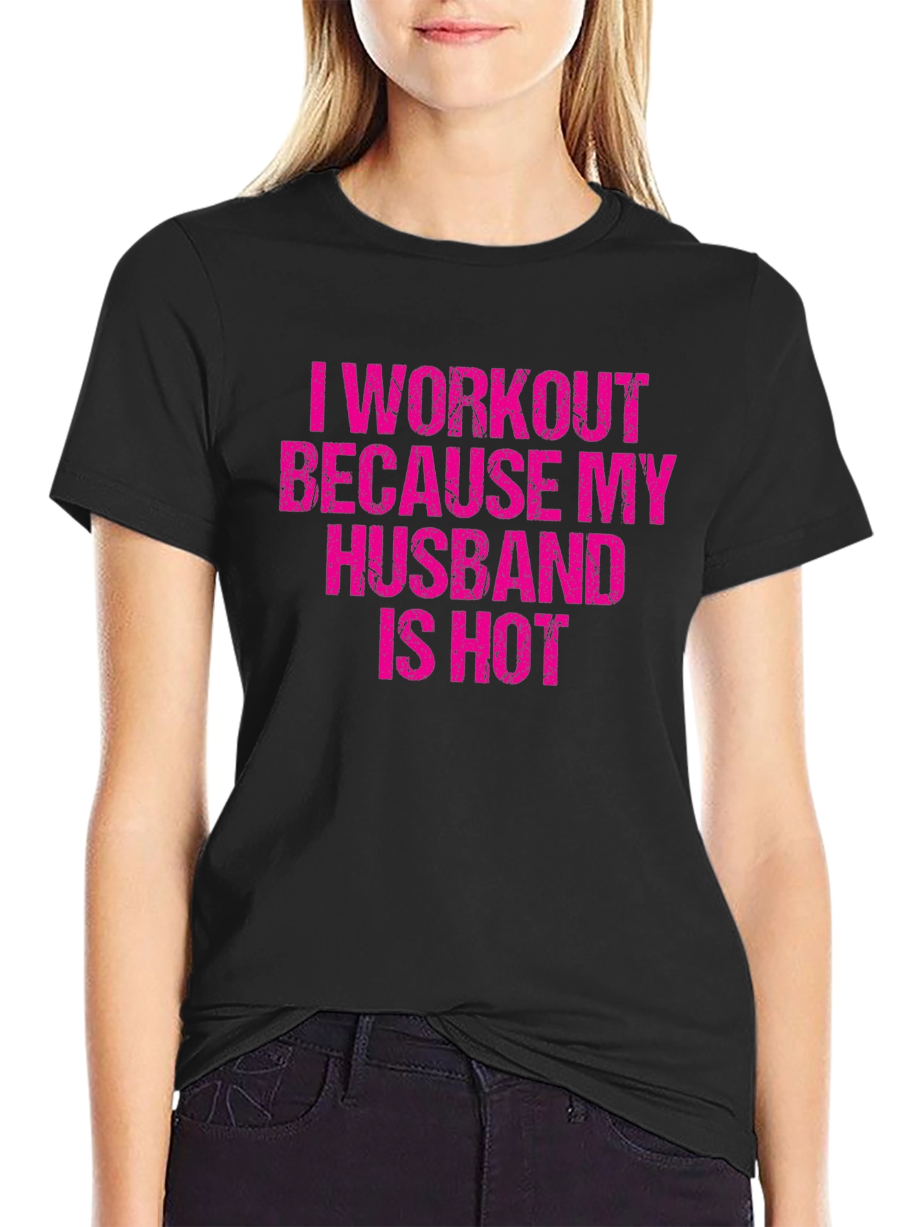 Black Funny Workout Husband Graphic T-Shirt view 2