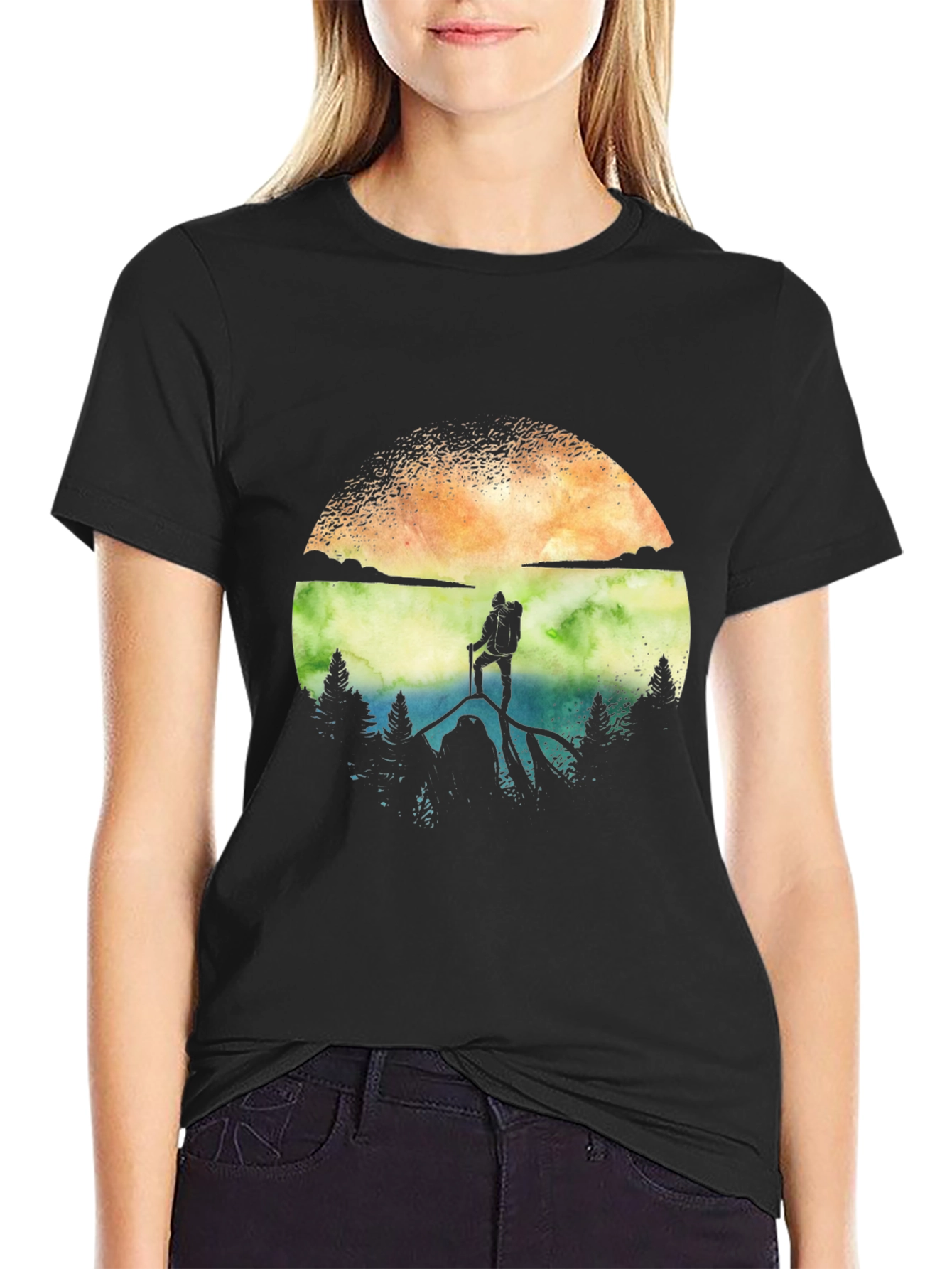 Black Mountain Hiker Graphic T-Shirt - Adventure Awaits! view 2