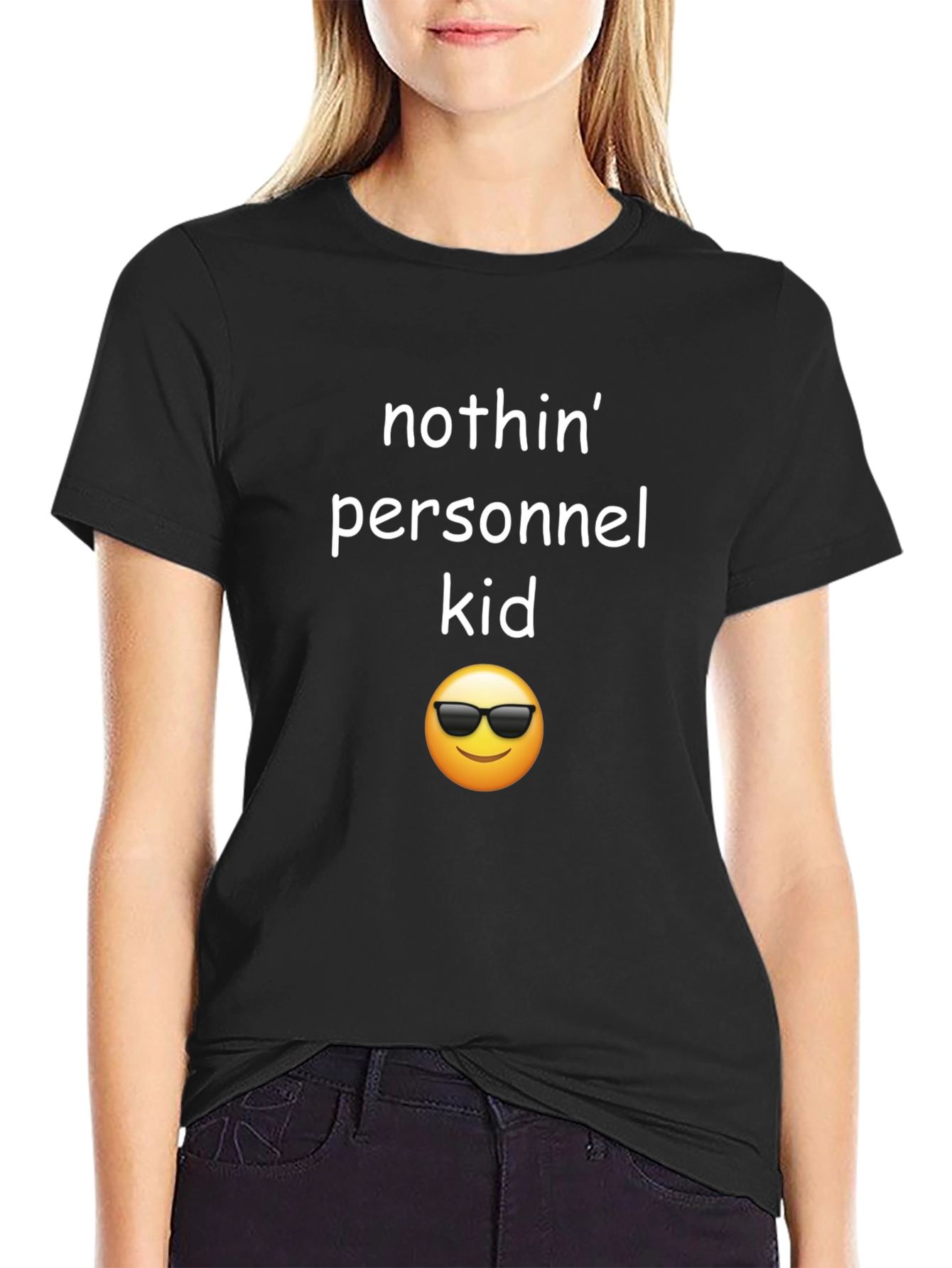 Black Nothin' Personnel Kid T-Shirt - Cool Emoji Tee view 2