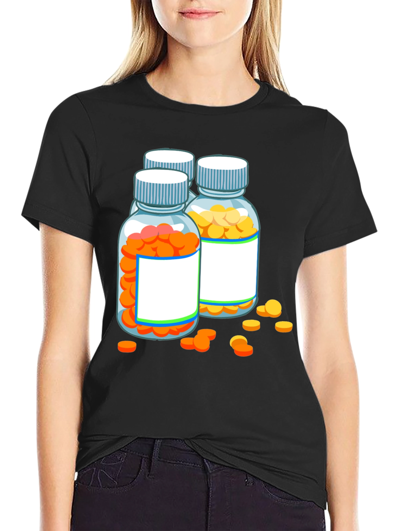 Black Pill Bottle Graphic Tee - Novelty T-Shirt view 2