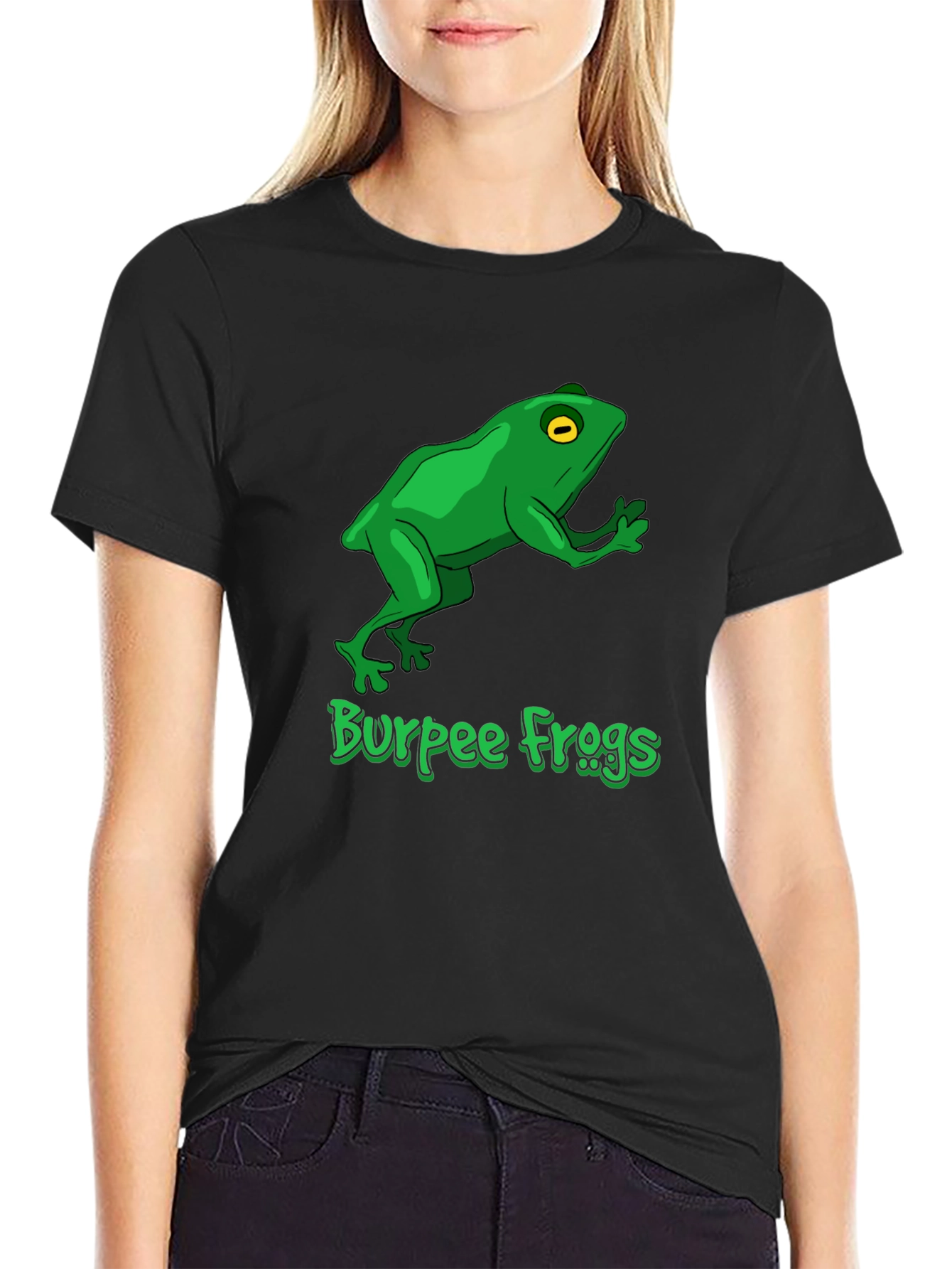 Black Burpee Frogs Graphic Tee - Black Cotton T-Shirt view 2
