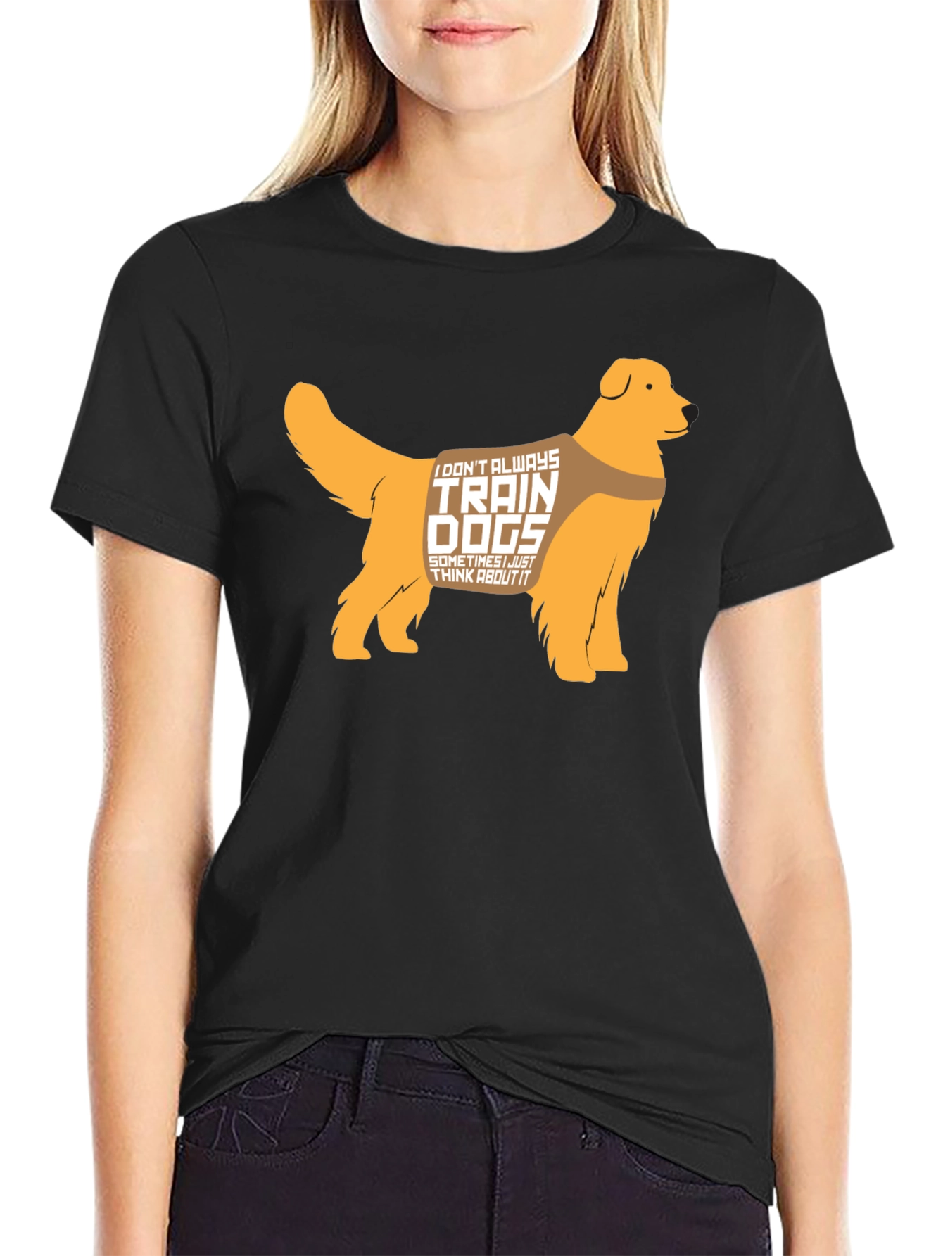 Black Dog Trainer T-Shirt - Golden Retriever Design view 2