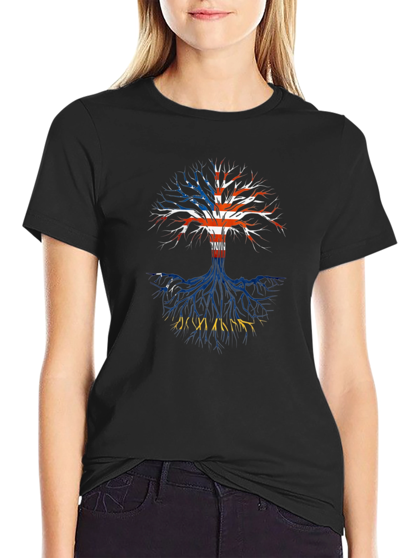 Black Patriotic Tree Graphic Tee view 2