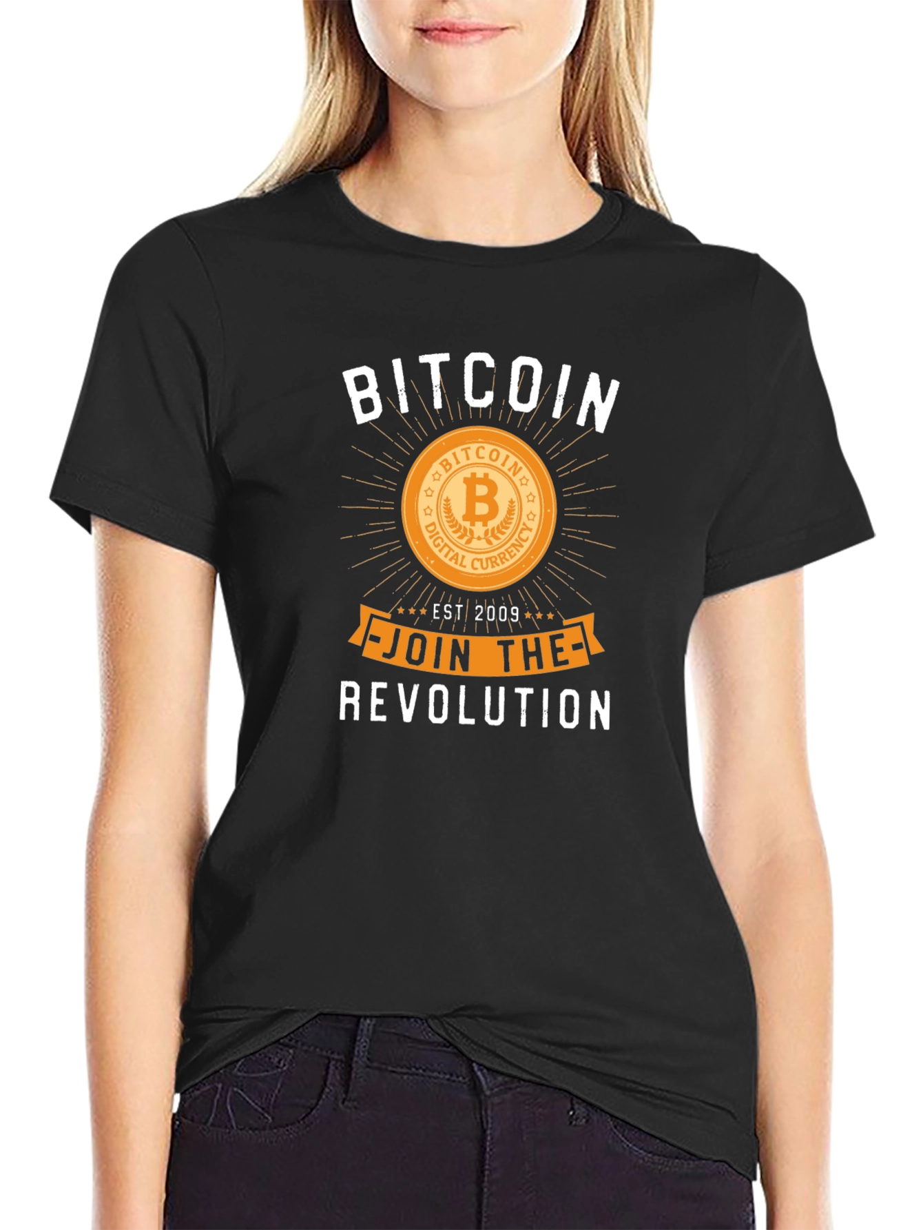 Black Bitcoin Revolution T-Shirt Crypto Investor Tee view 2