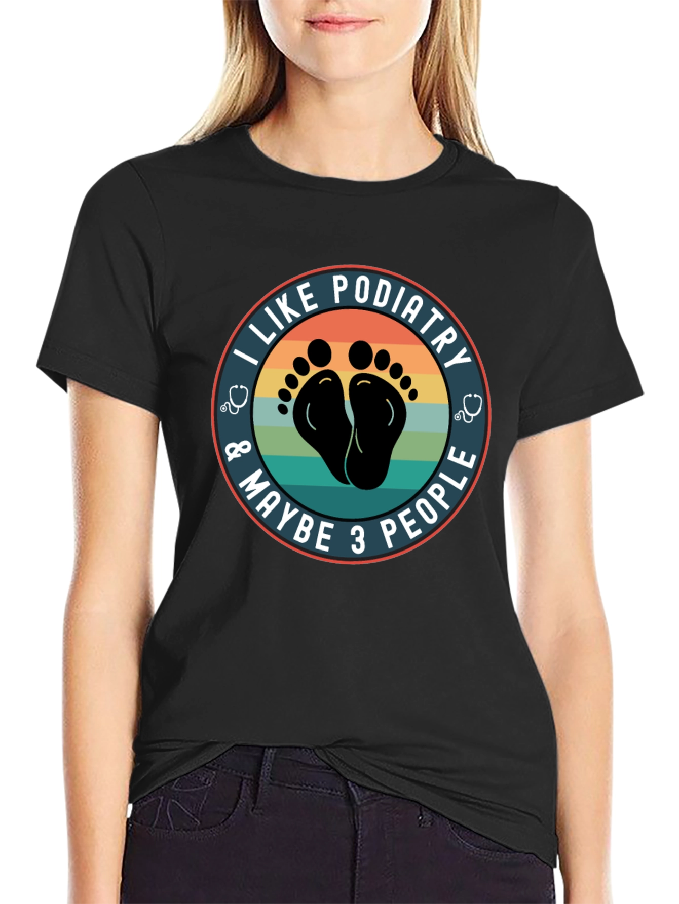 Black I Like Podiatry T-Shirt - Funny Foot Doctor Tee view 2