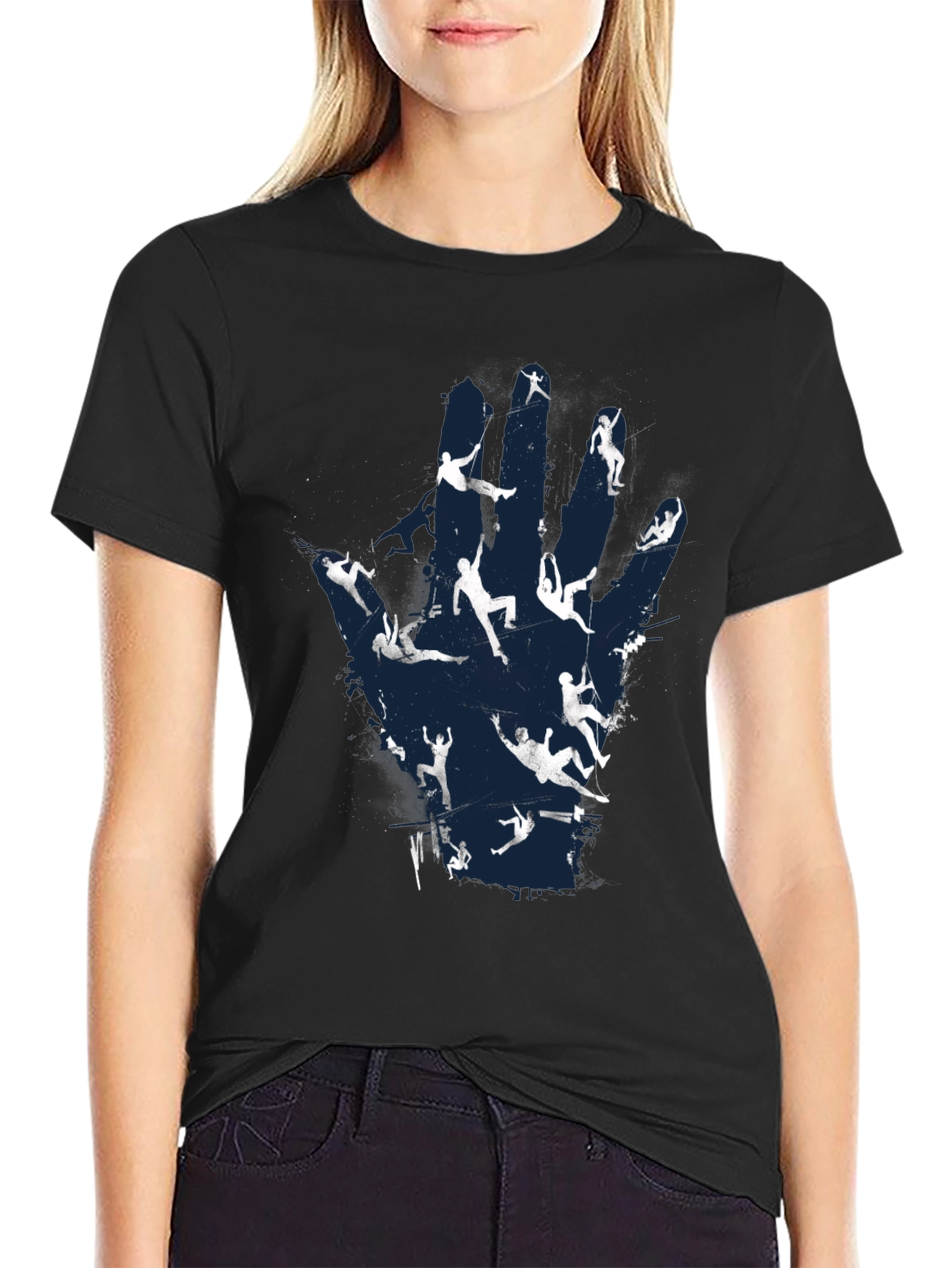 Black Climber's Hand T-Shirt - Rock Climbing Tee view 2