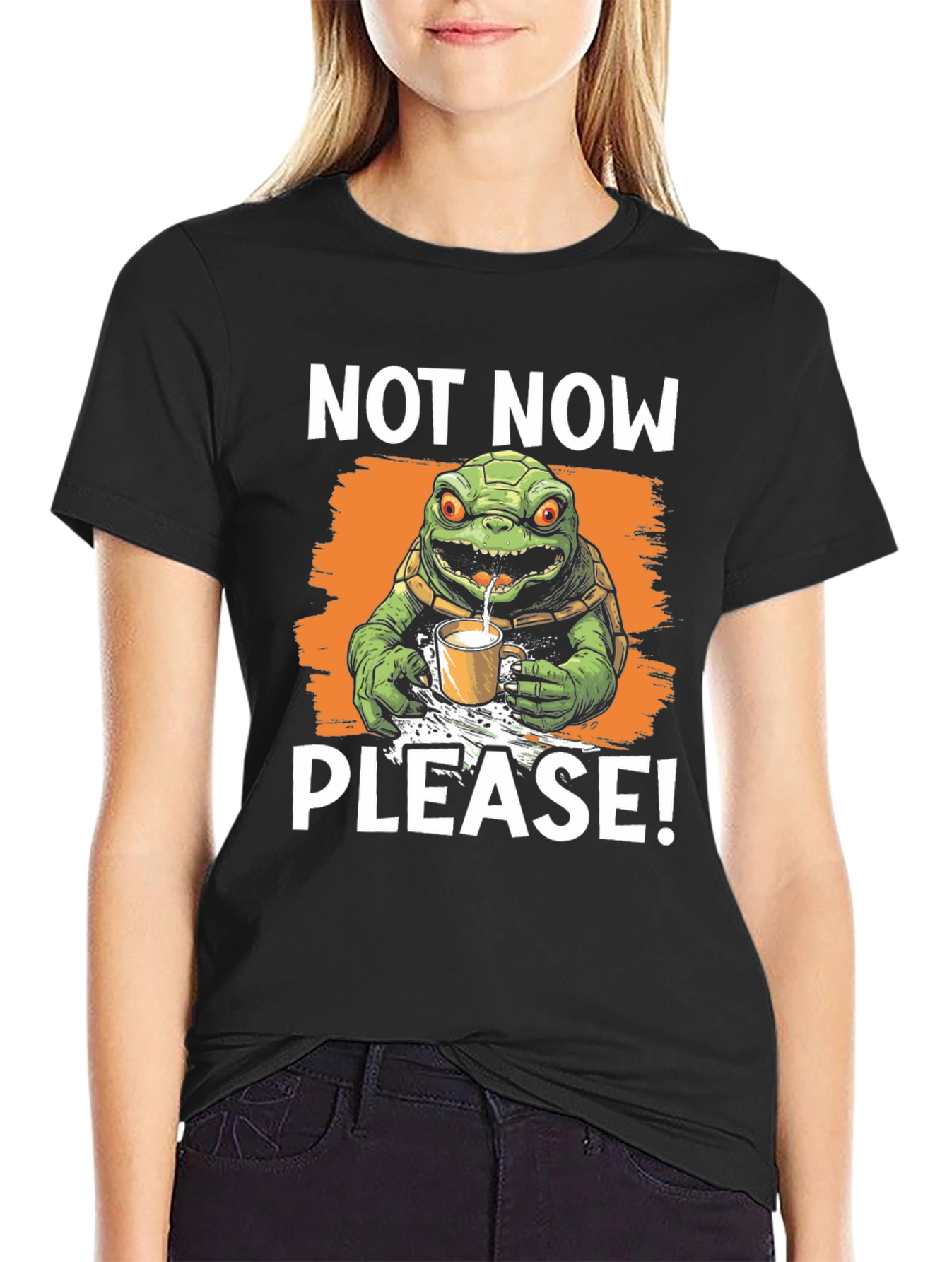 Black Not Now Please! Turtle T-Shirt view 2