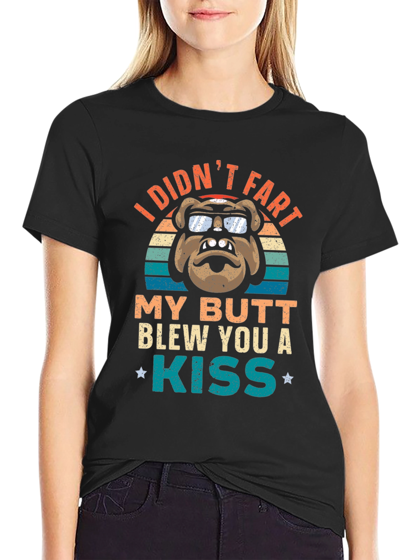 Black Funny Dog T-Shirt: I Didn't Fart, My Butt Blew You a Kiss view 2