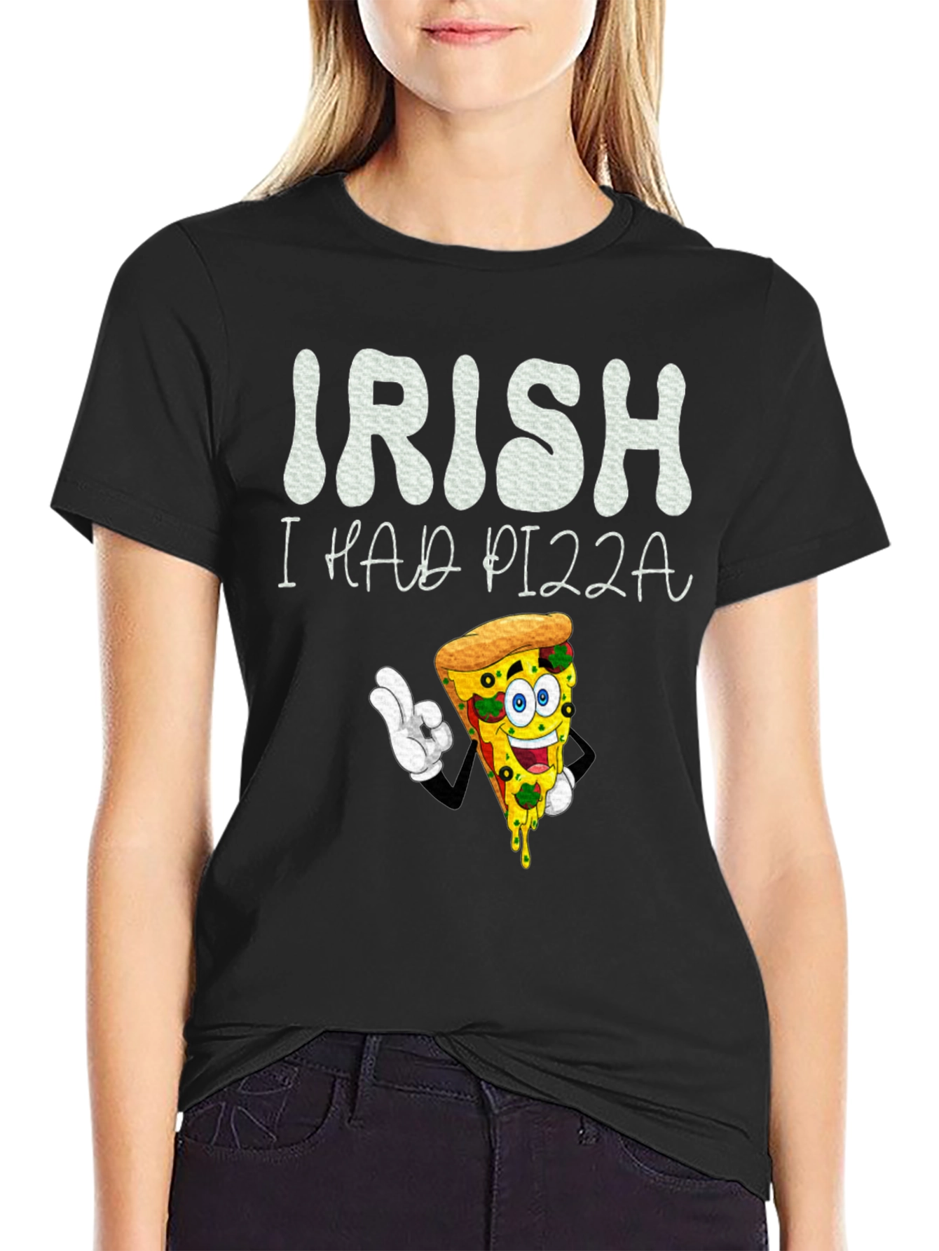 Black Irish I Had Pizza T-Shirt view 2