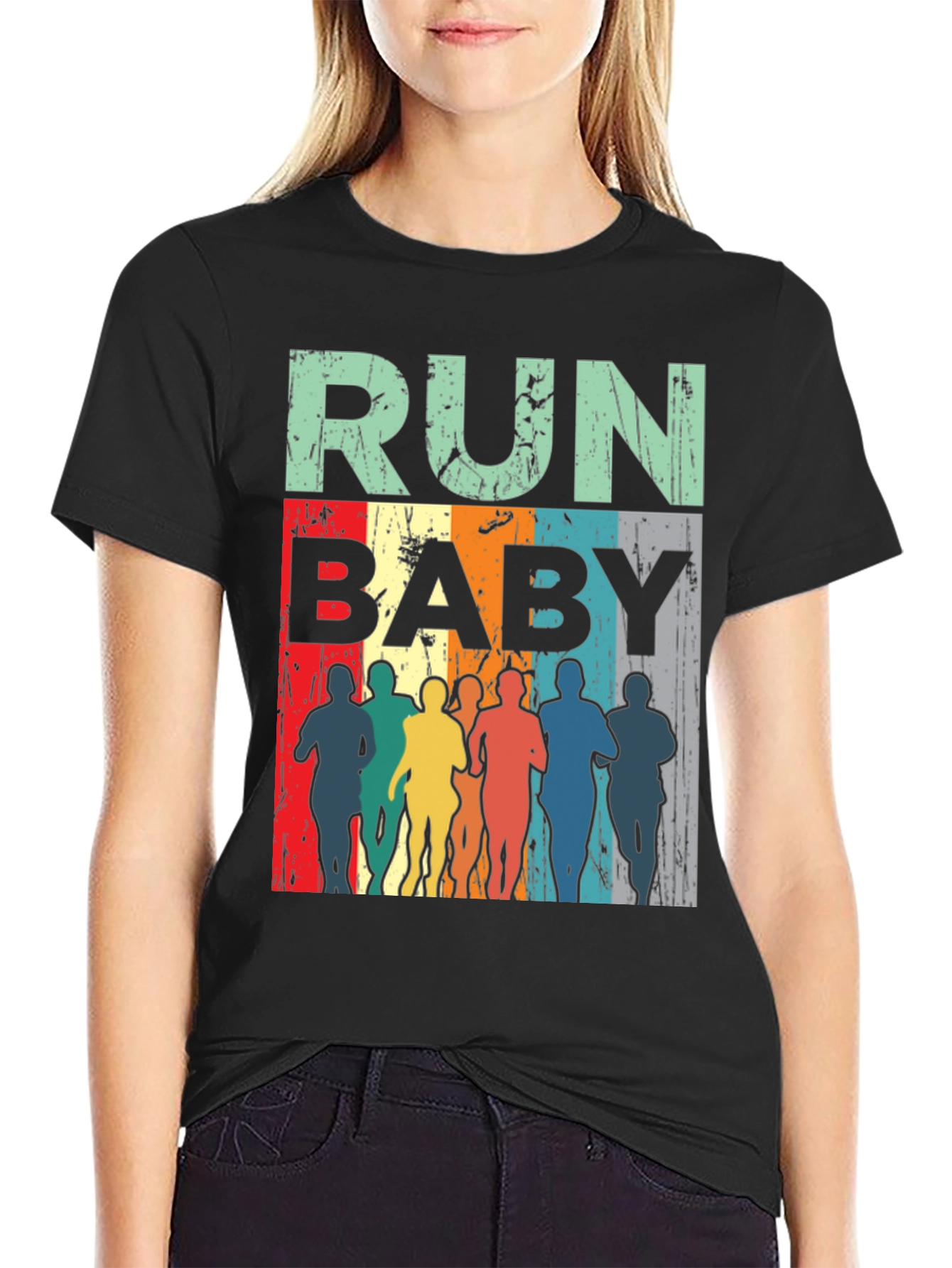 Black Run Baby Vintage Graphic Tee - Unisex view 2