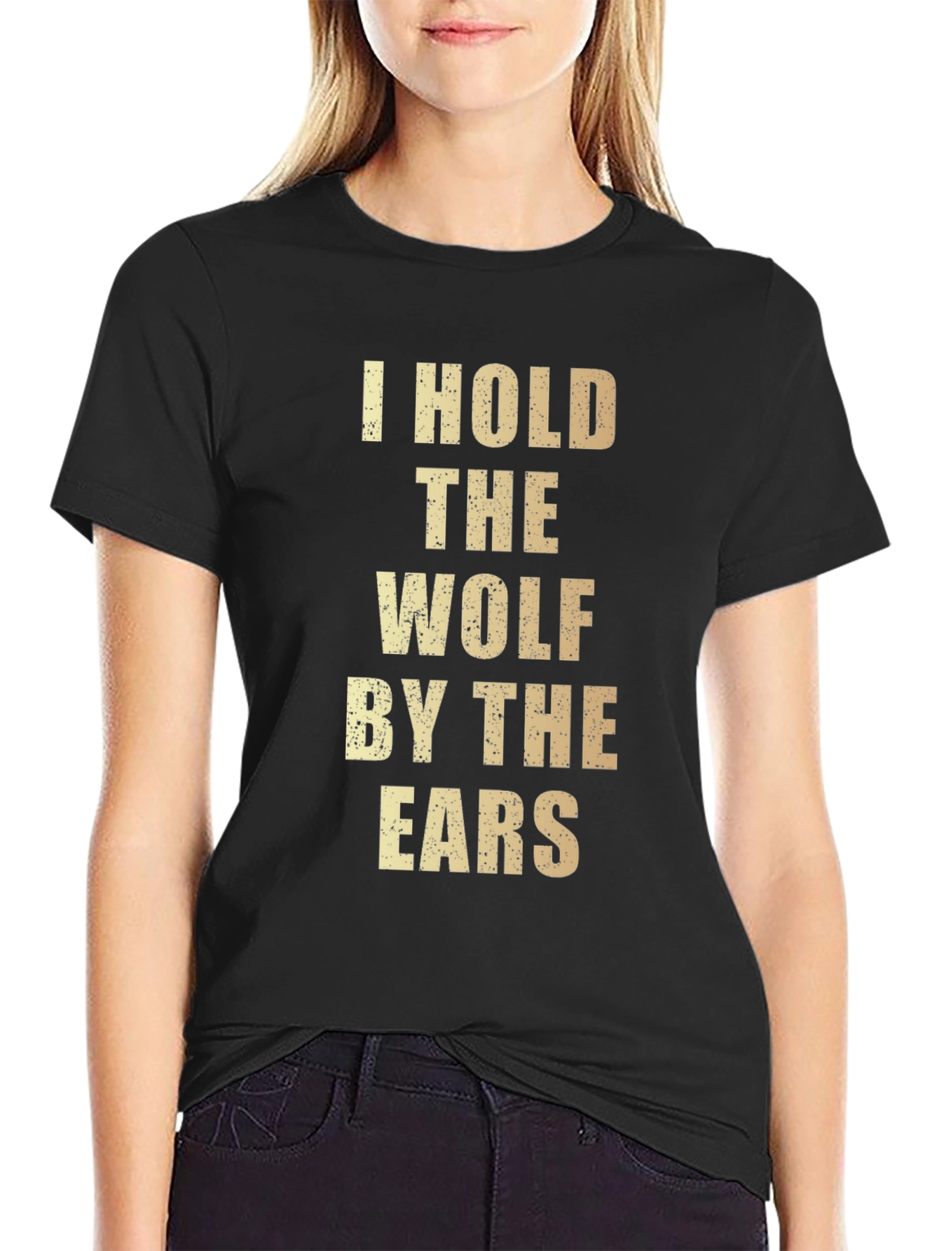 Black I Hold The Wolf By The Ears Graphic T-Shirt view 2