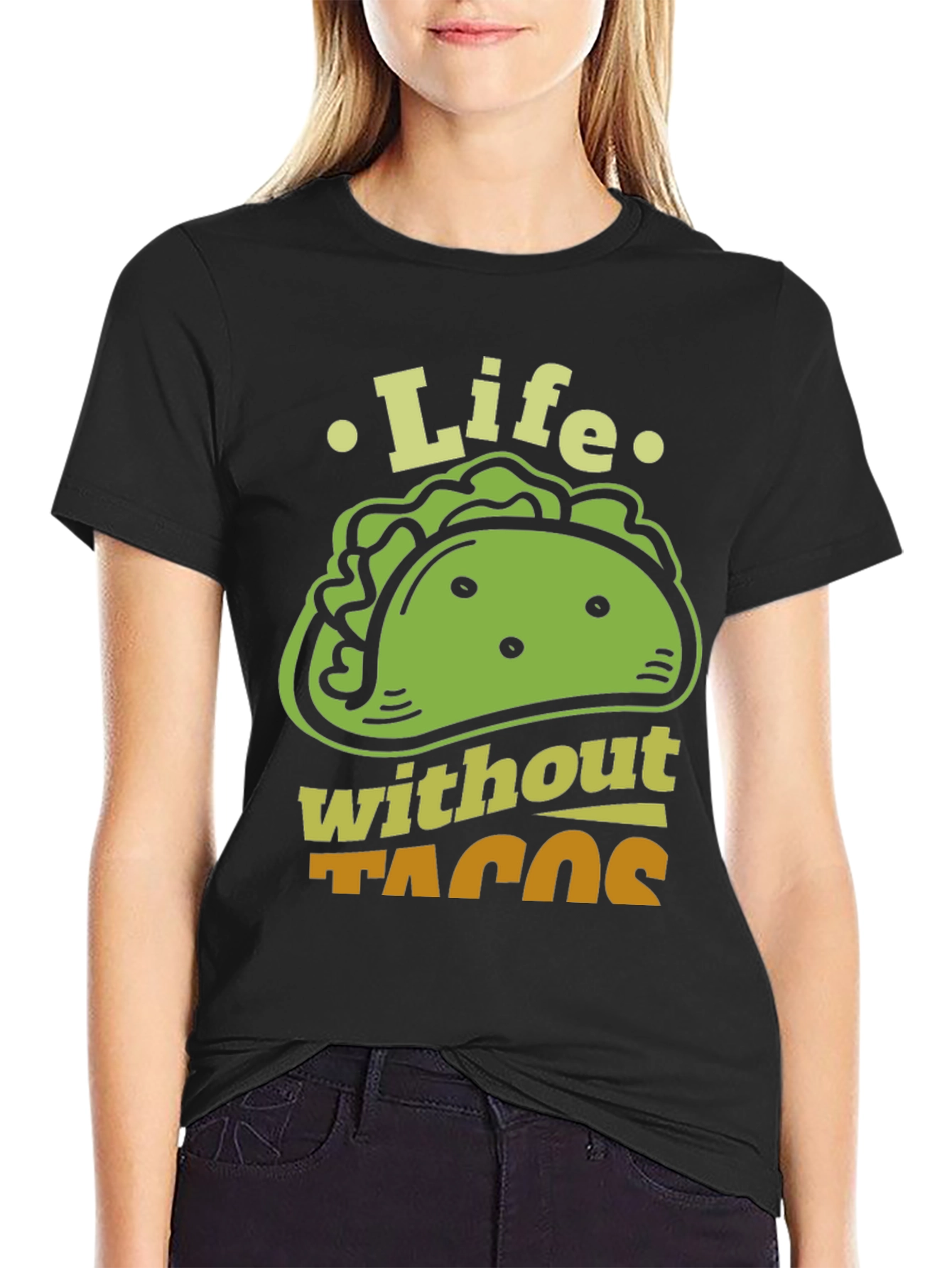 Black Life Without Tacos Funny Graphic T-Shirt view 2