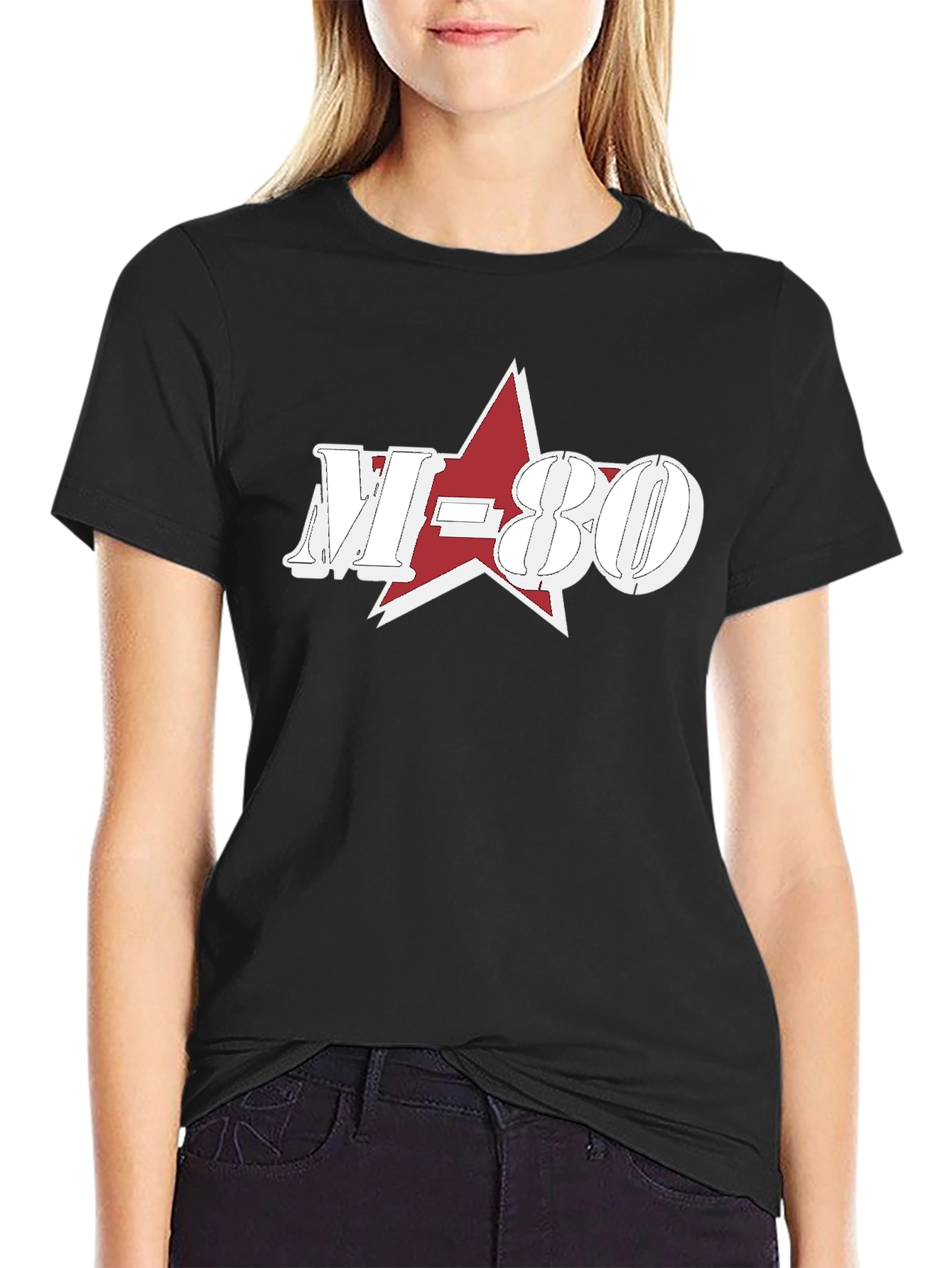 Black M-80 Star Graphic Black T-Shirt view 2