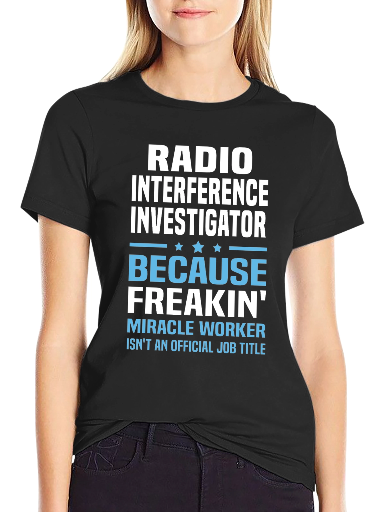 Black Radio Interference Investigator T-Shirt view 2