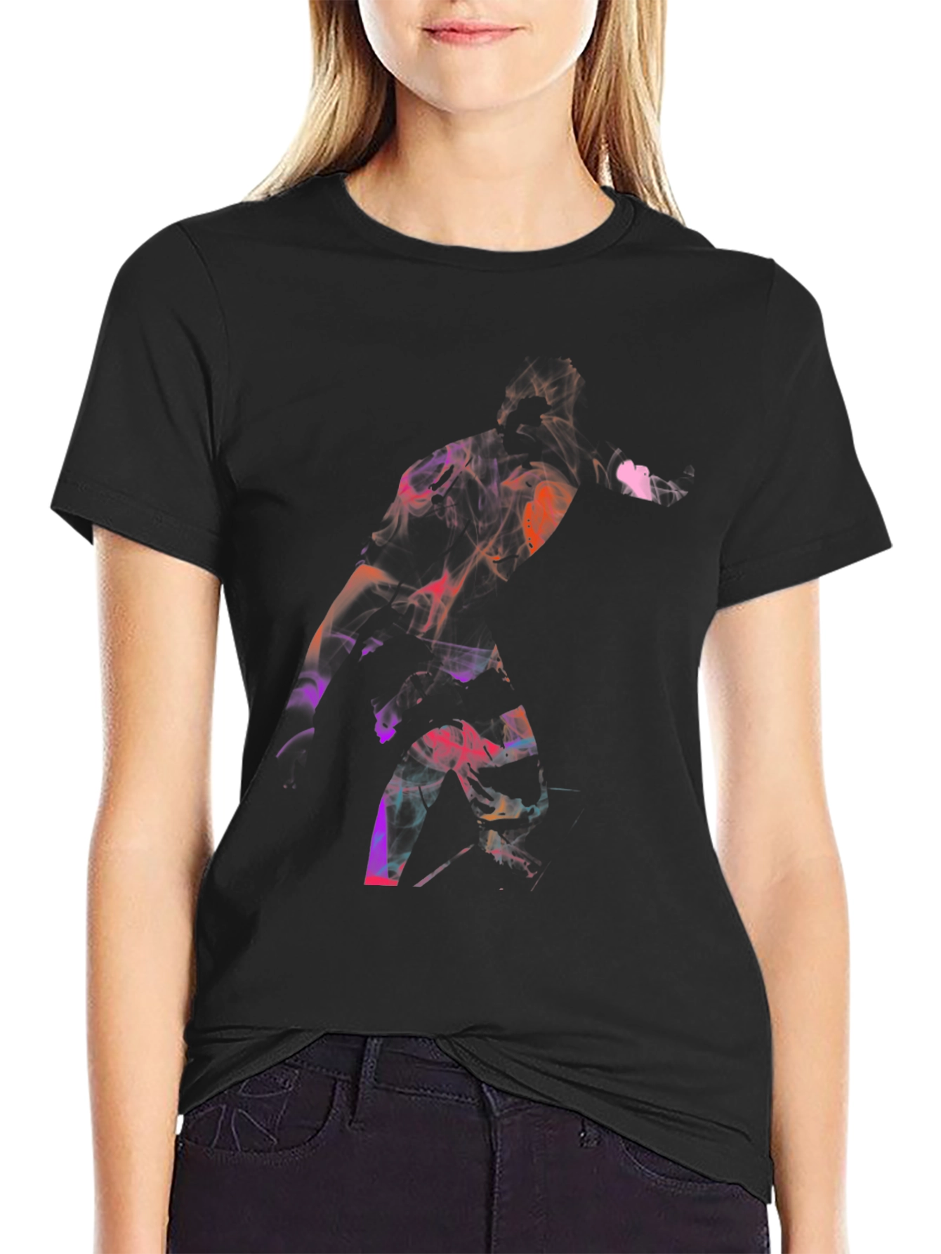 Black Abstract Smoke Graphic Black T-Shirt view 2