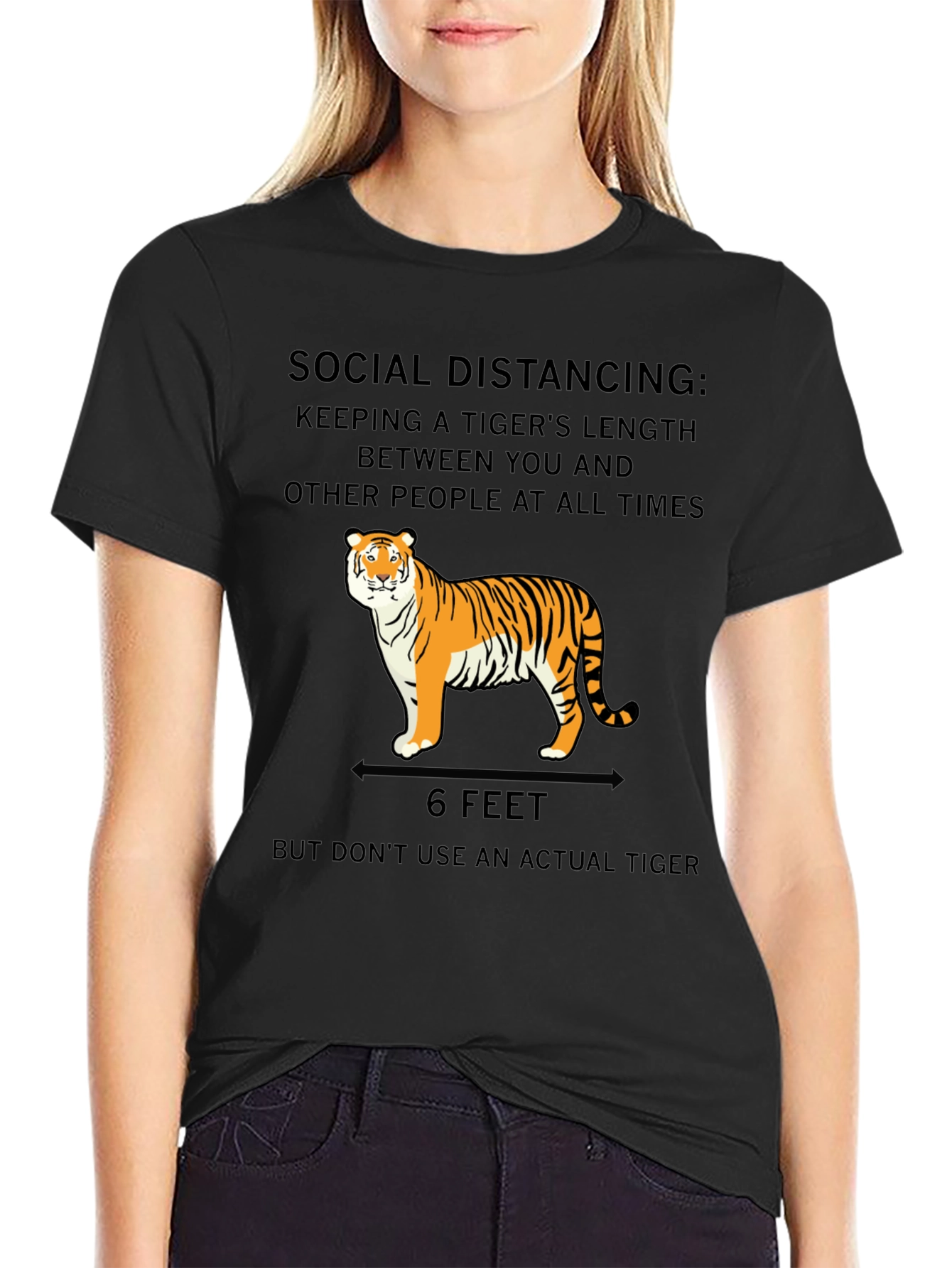 Black Social Distancing Tiger T-Shirt view 2