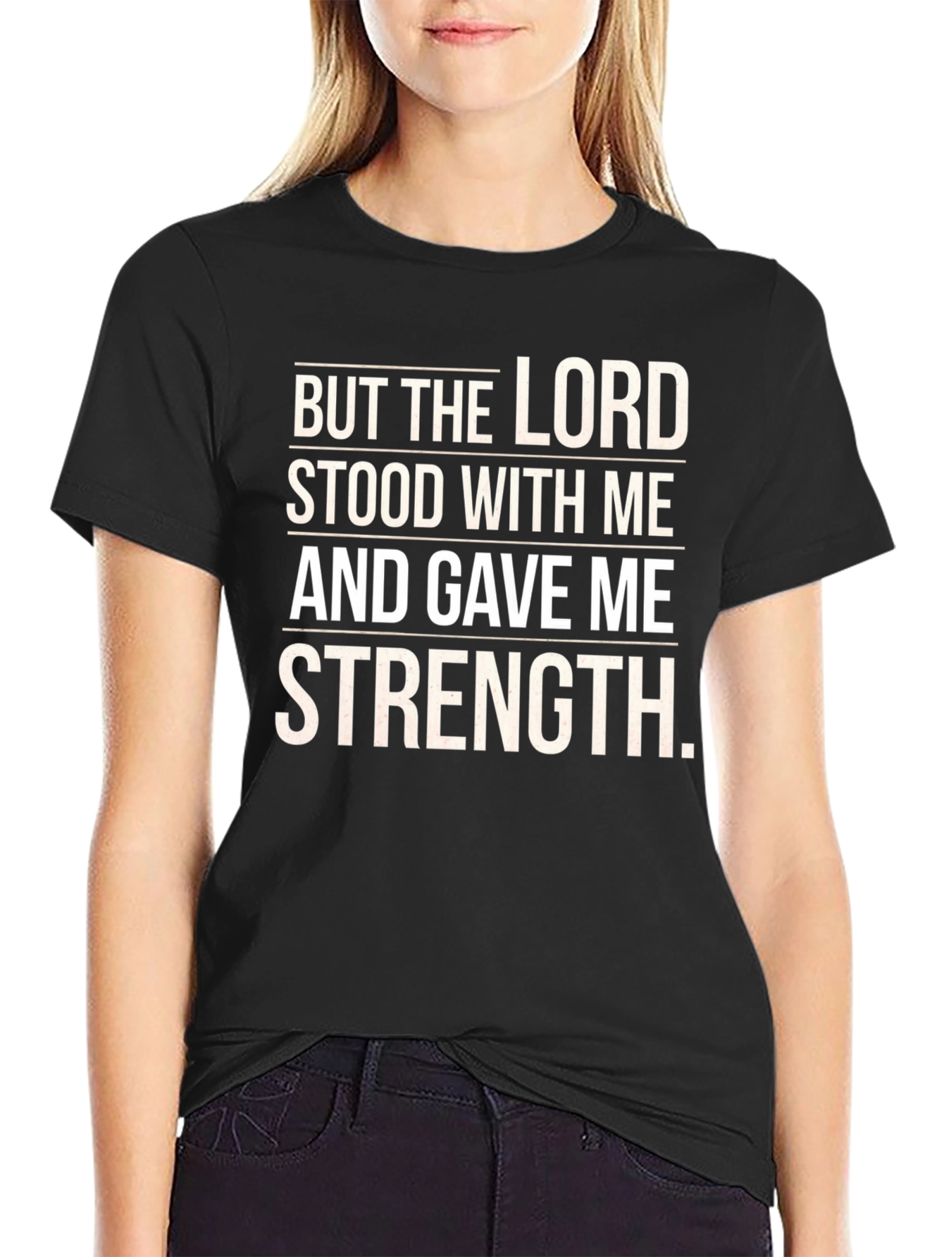 Black The Lord Gave Me Strength Black T-Shirt view 2