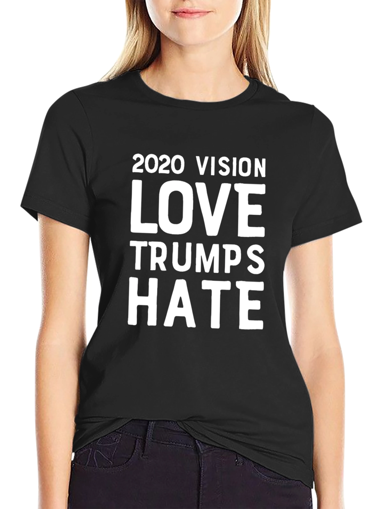 Black 2020 Vision: Love Trumps Hate T-Shirt view 2