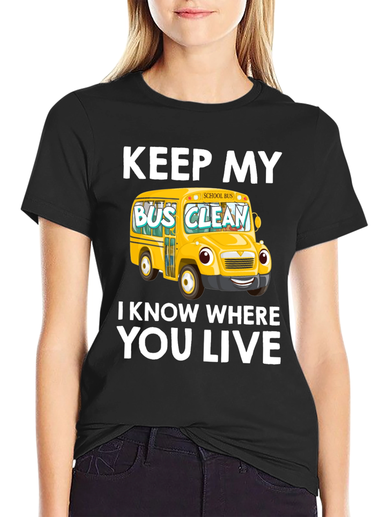 Black Keep My Bus Clean T-Shirt view 2