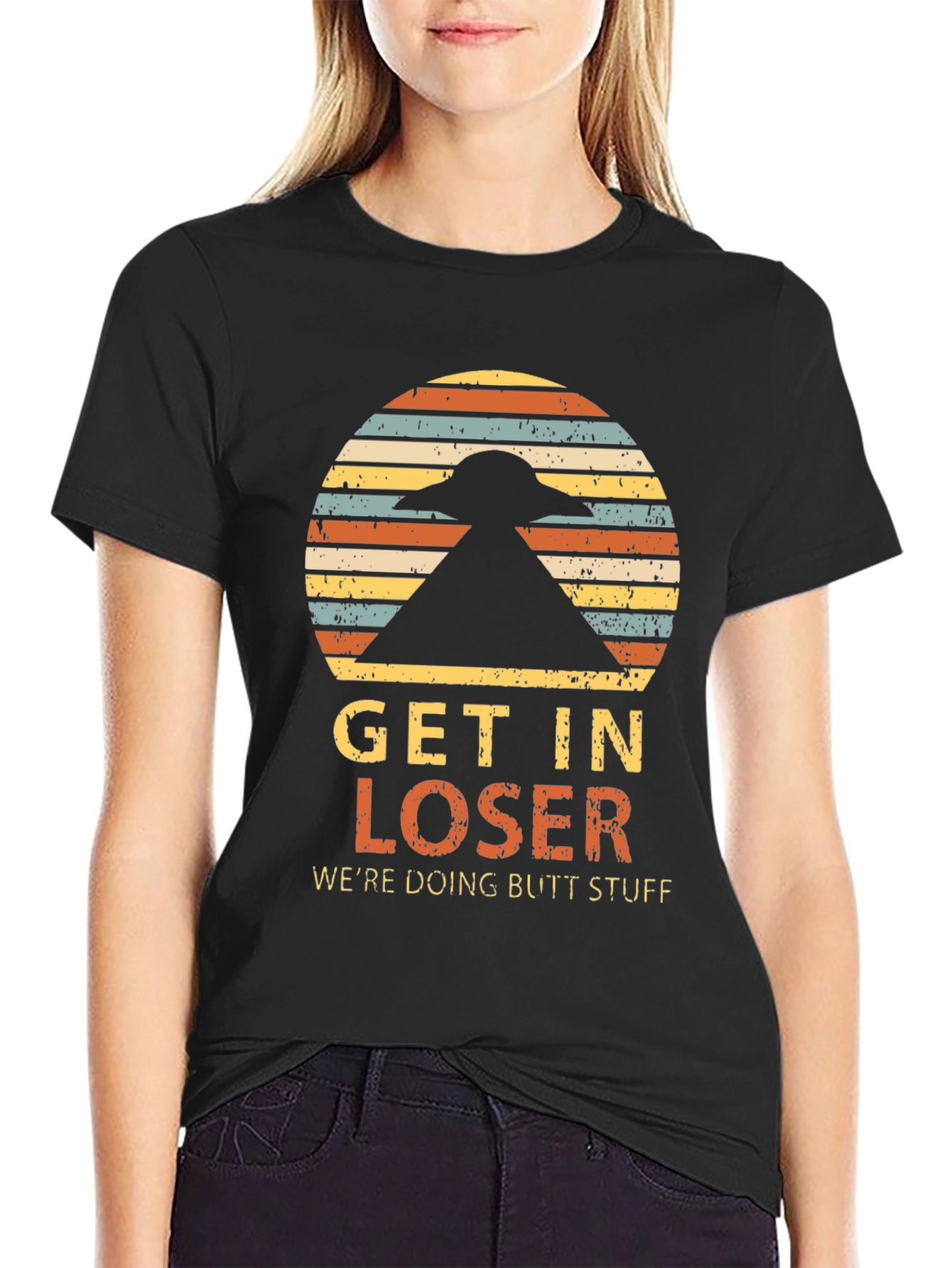 Black Get In Loser Alien T-Shirt view 2