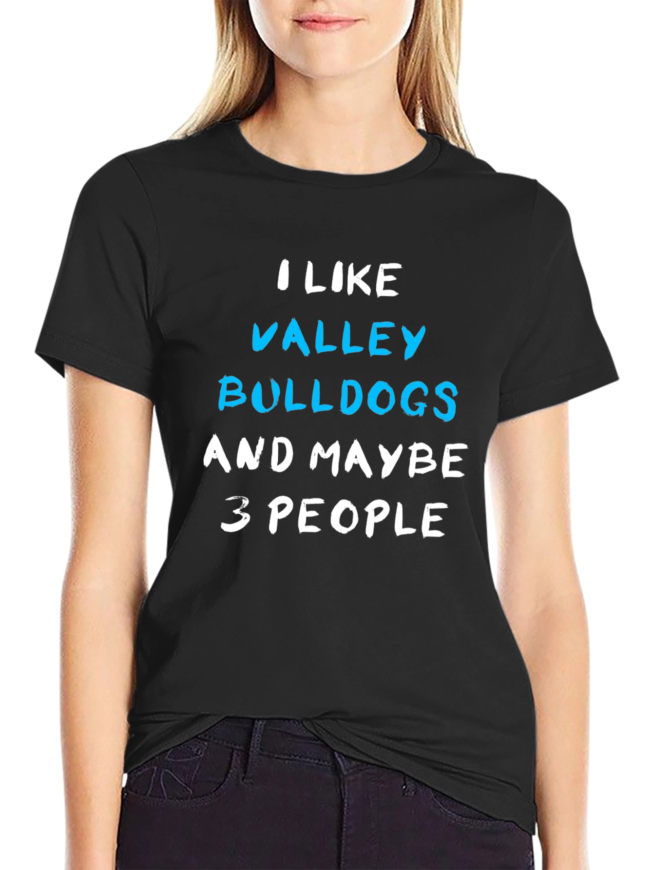 Black I Like Valley Bulldogs T-Shirt - Funny Graphic Tee view 2