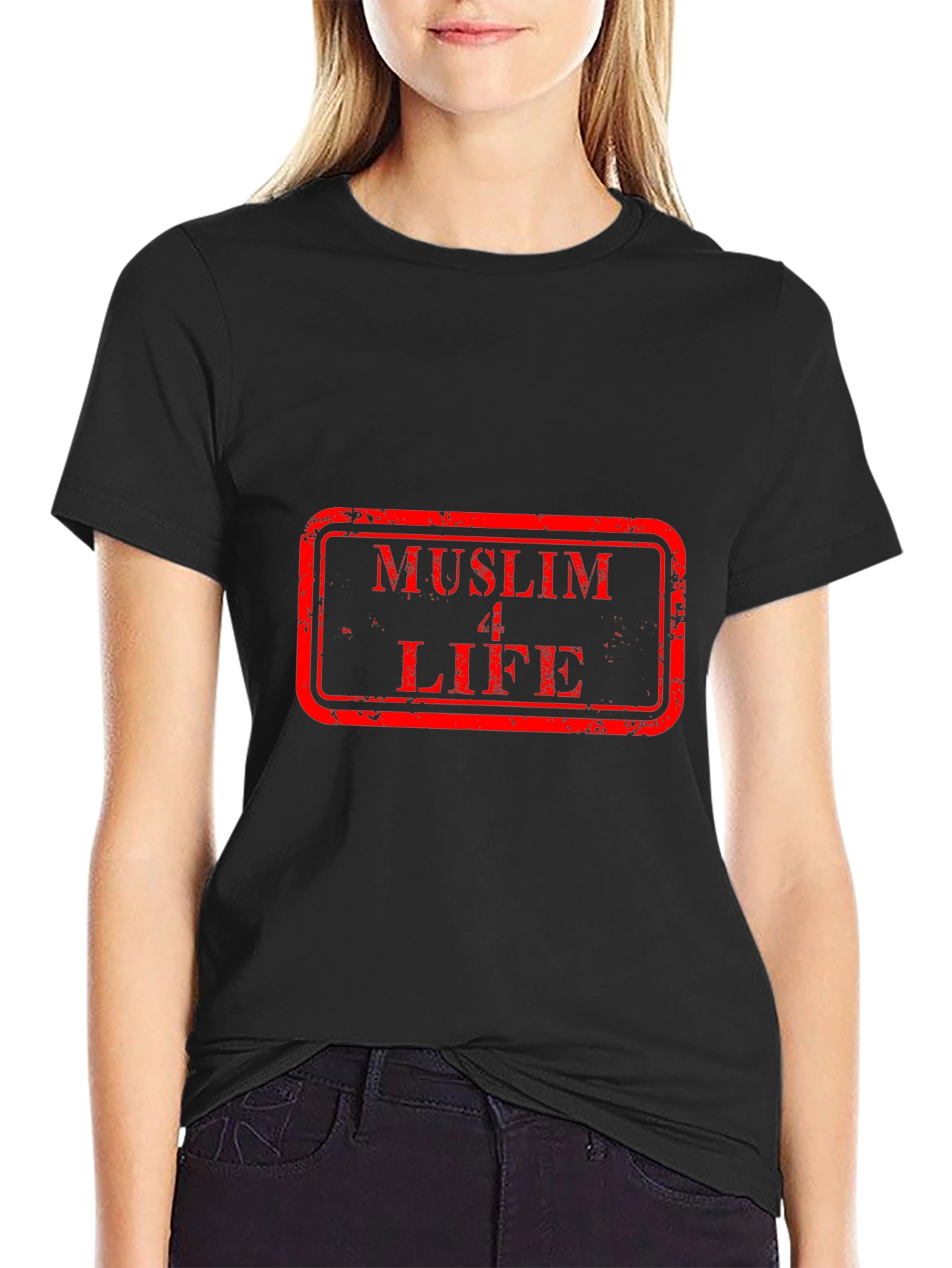 Black Muslim 4 Life Graphic Tee - Black Cotton T-Shirt view 2