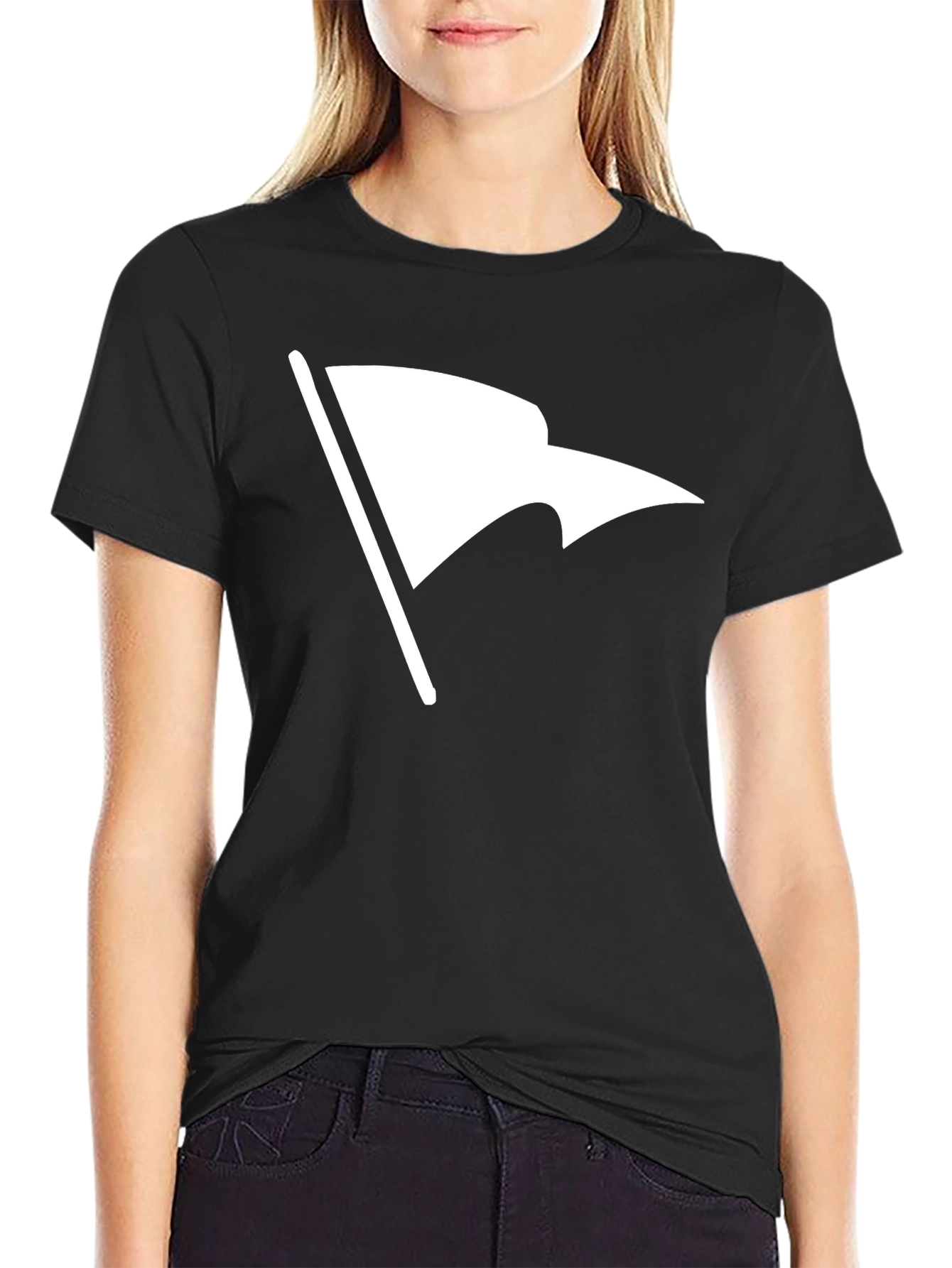 Black White Flag Graphic Black T-Shirt view 2