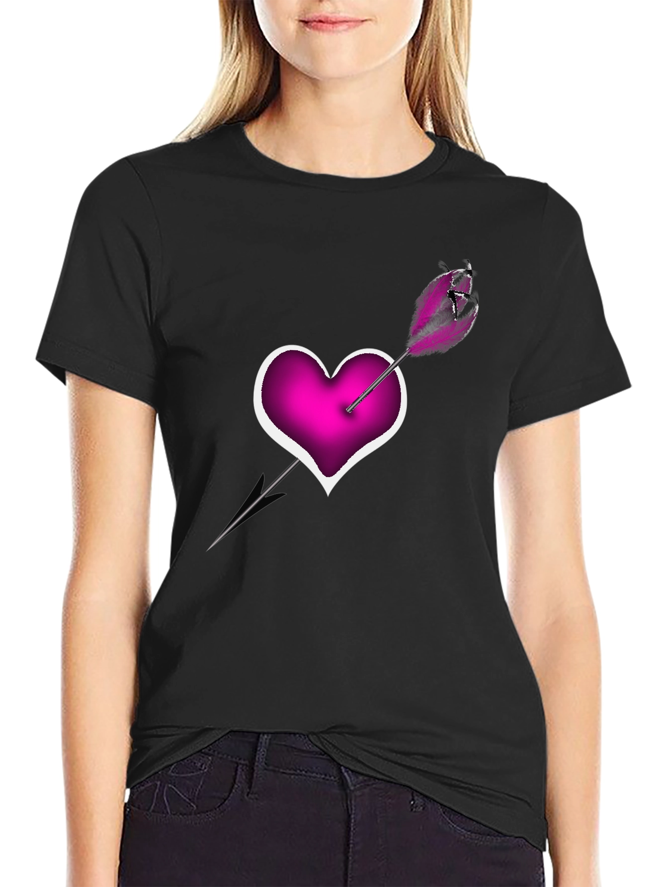 Black Heart Arrow T-Shirt - Modern Graphic Tee view 2
