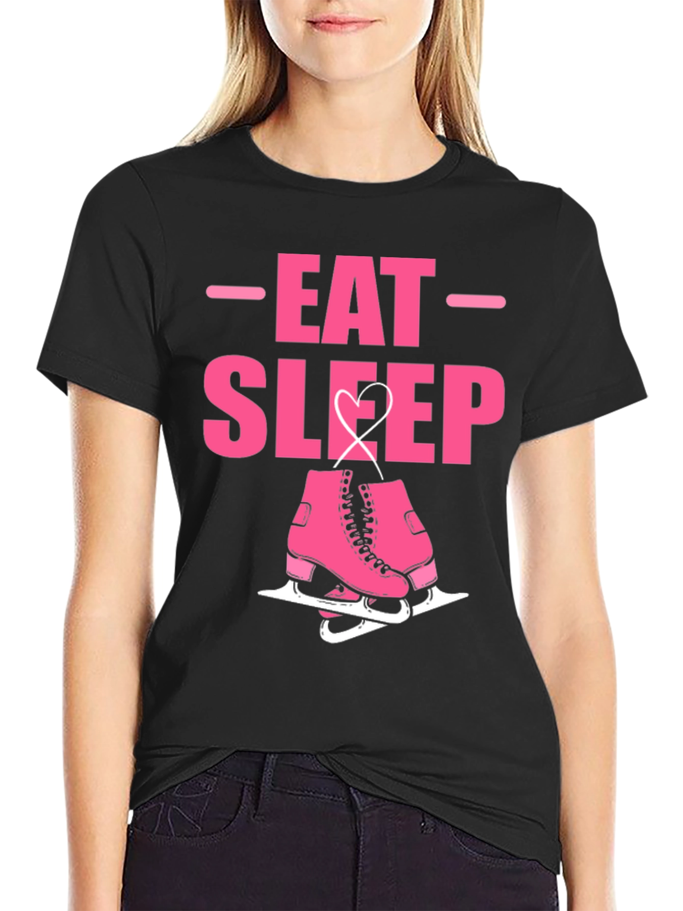 Black Eat Sleep Skate Graphic Tee - Ice Skating T-Shirt view 2