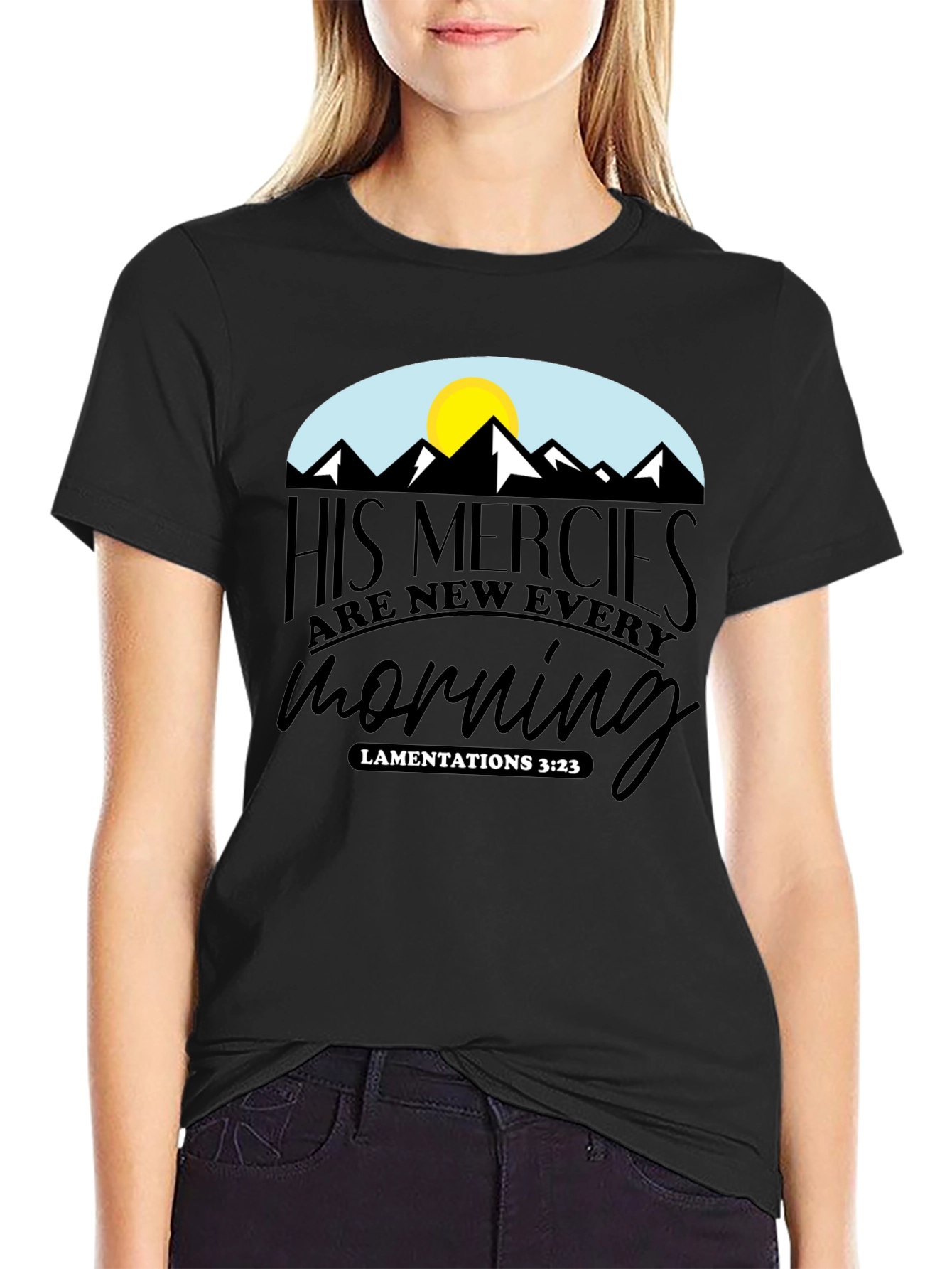 Black Faith-Based Graphic Tee - His Mercies Are New Every Morning view 2