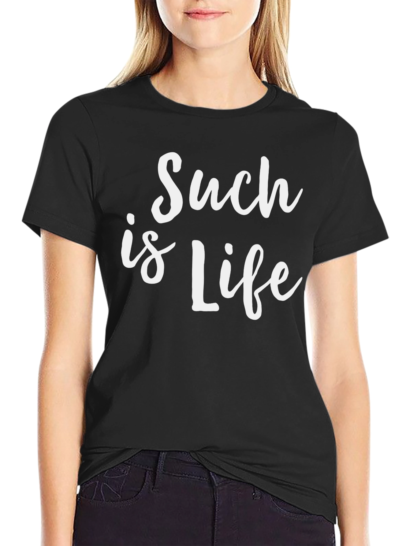Black Such is Life Graphic Tee - Casual Black T-Shirt view 2