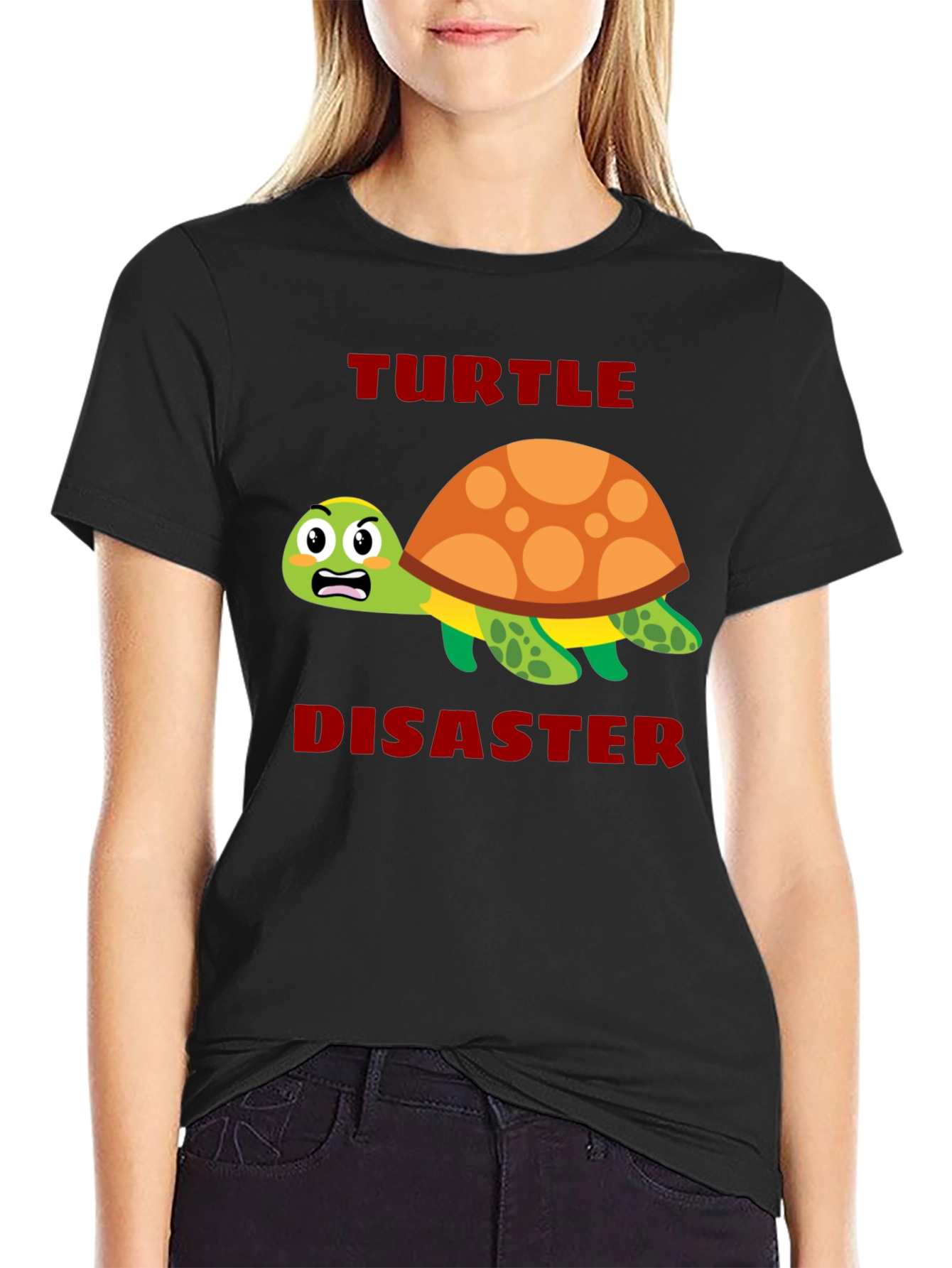 Black Turtle Disaster Graphic Tee - Funny Cartoon Turtle Shirt view 2