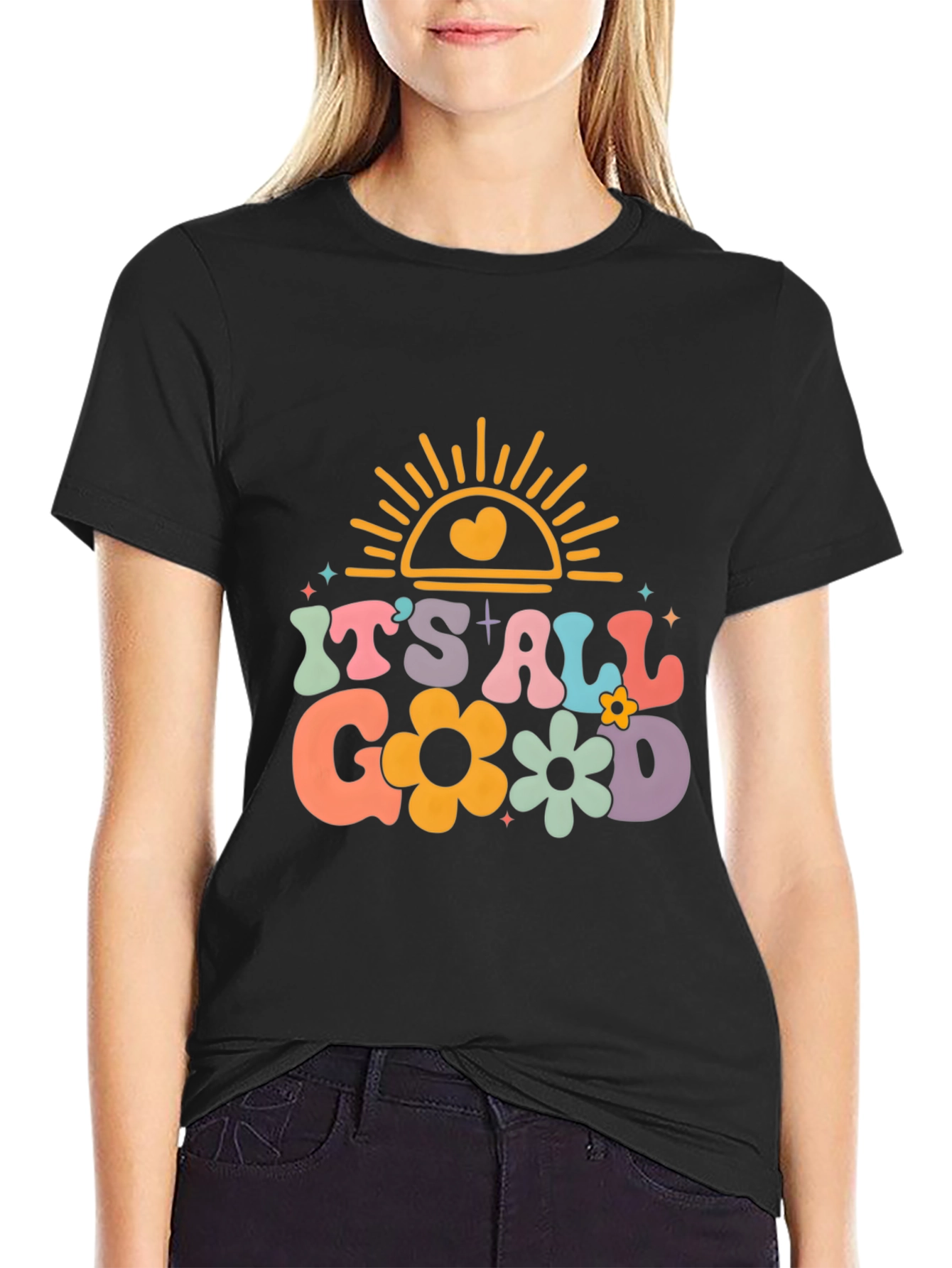 Black It's All Good Graphic Tee - Retro Style view 2