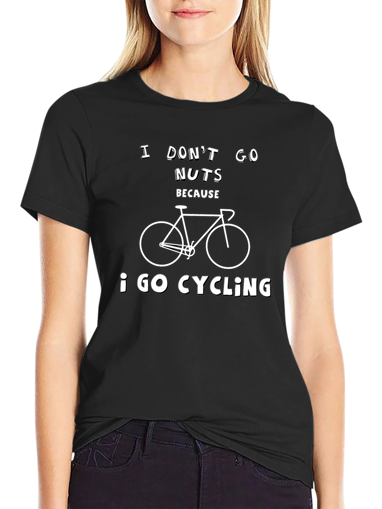 Black Cycling T-Shirt: I Don't Go Nuts Because I Go Cycling view 2