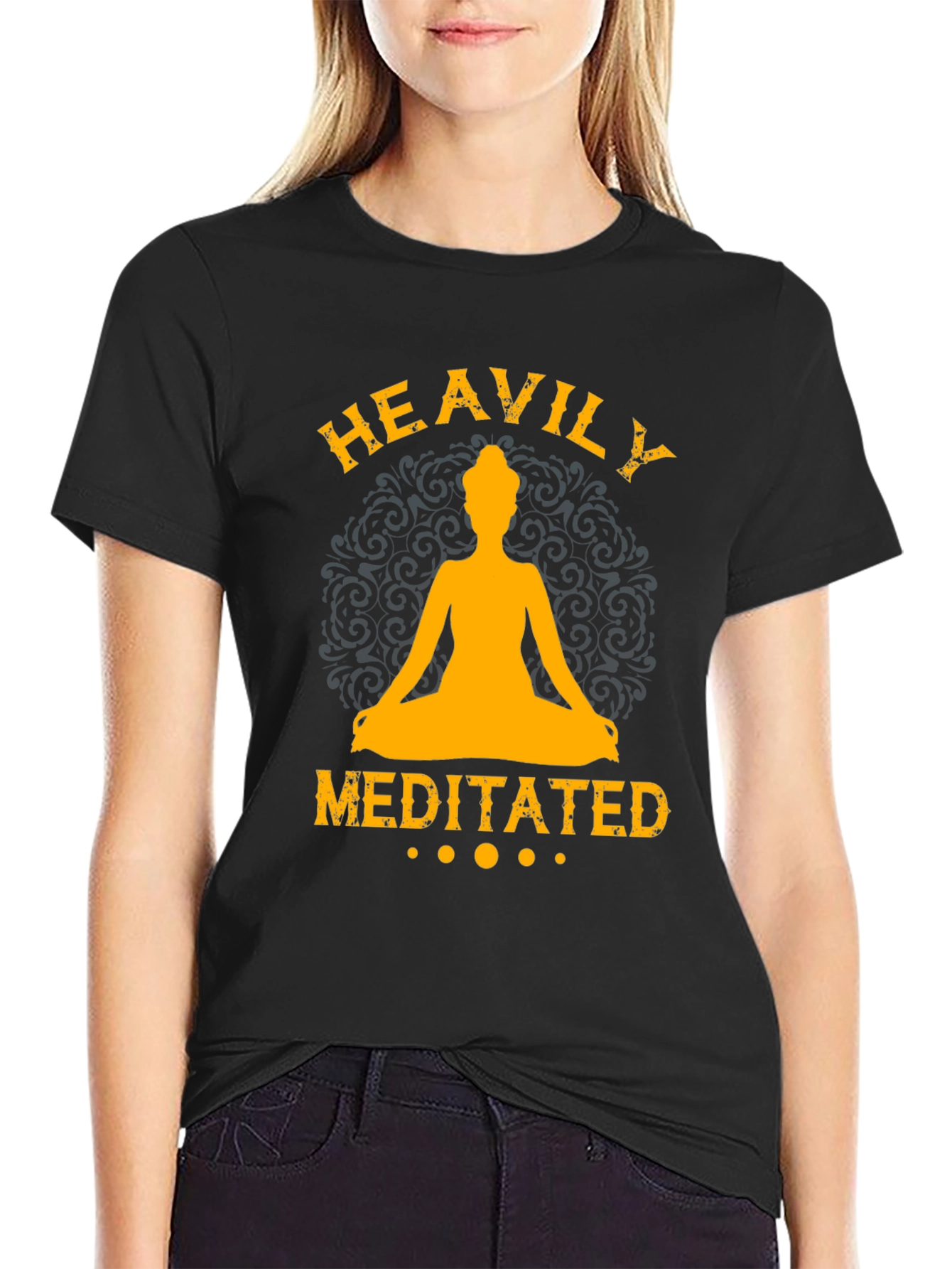 Black Heavily Meditated Black Graphic T-Shirt view 2