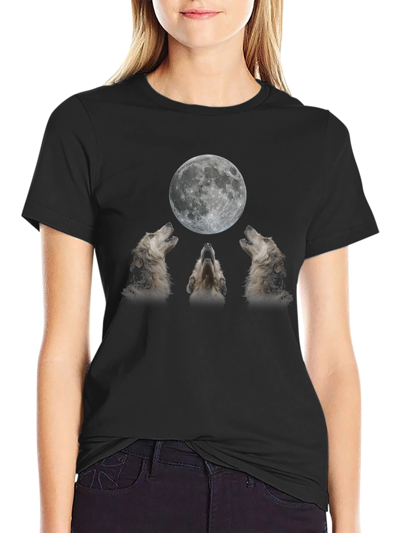 Black Wolf Moon Graphic Tee - Black T-Shirt view 2