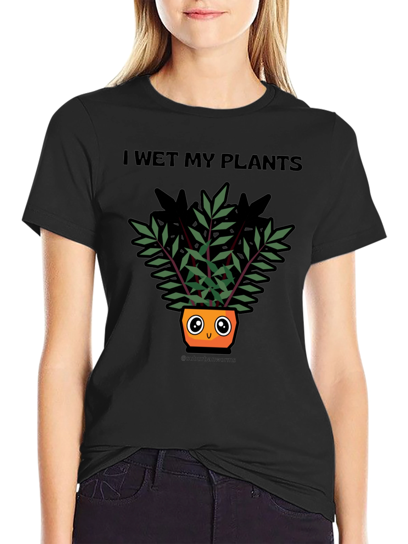 Black I Wet My Plants T-Shirt Funny Plant Lover Tee view 2