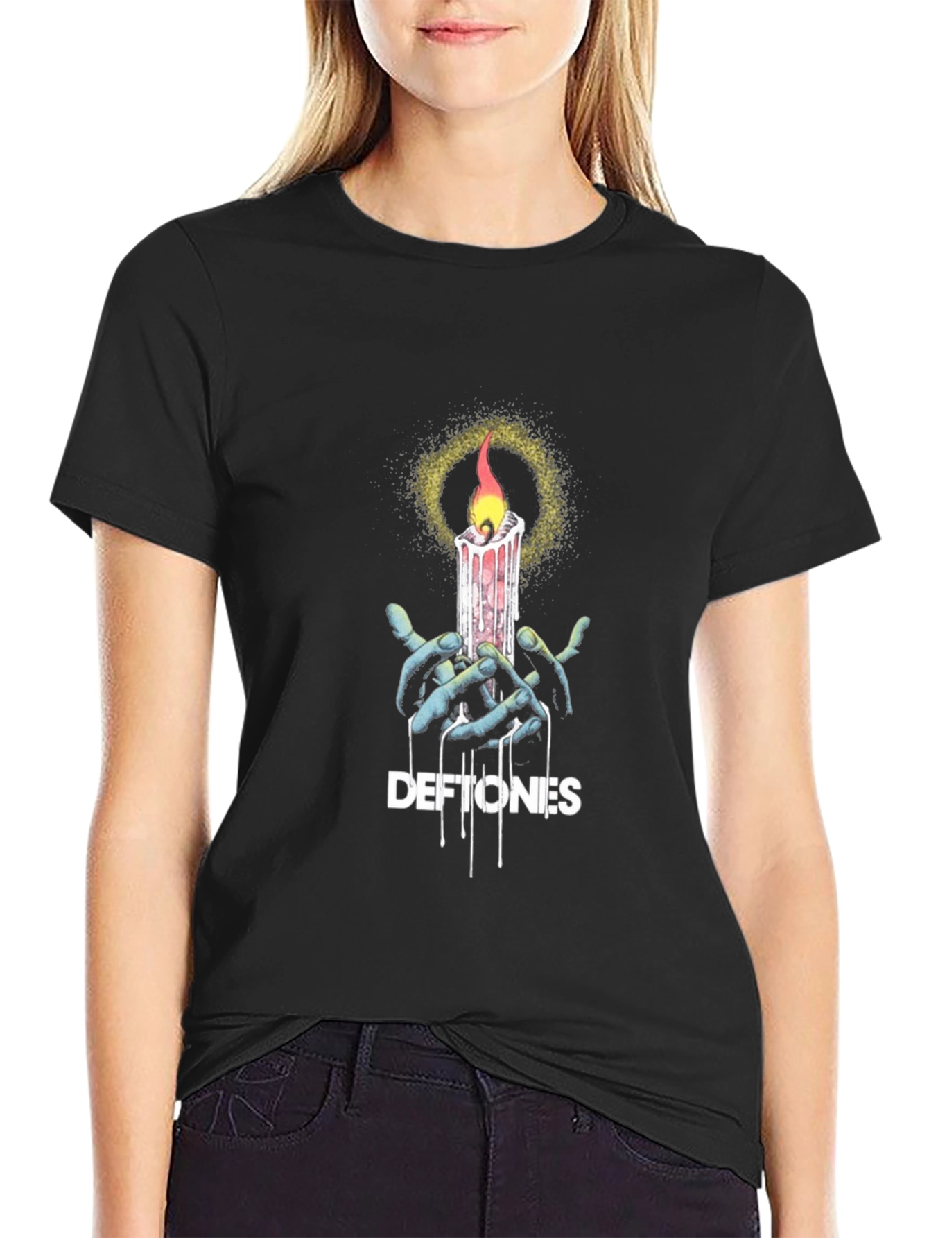 Black Deftones Candle Graphic Black T-Shirt view 2