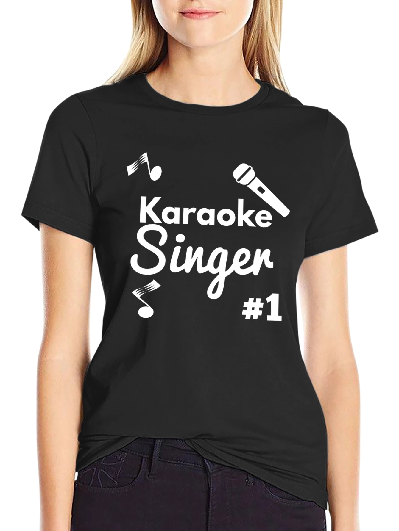 Black Karaoke Singer #1 T-Shirt view 2
