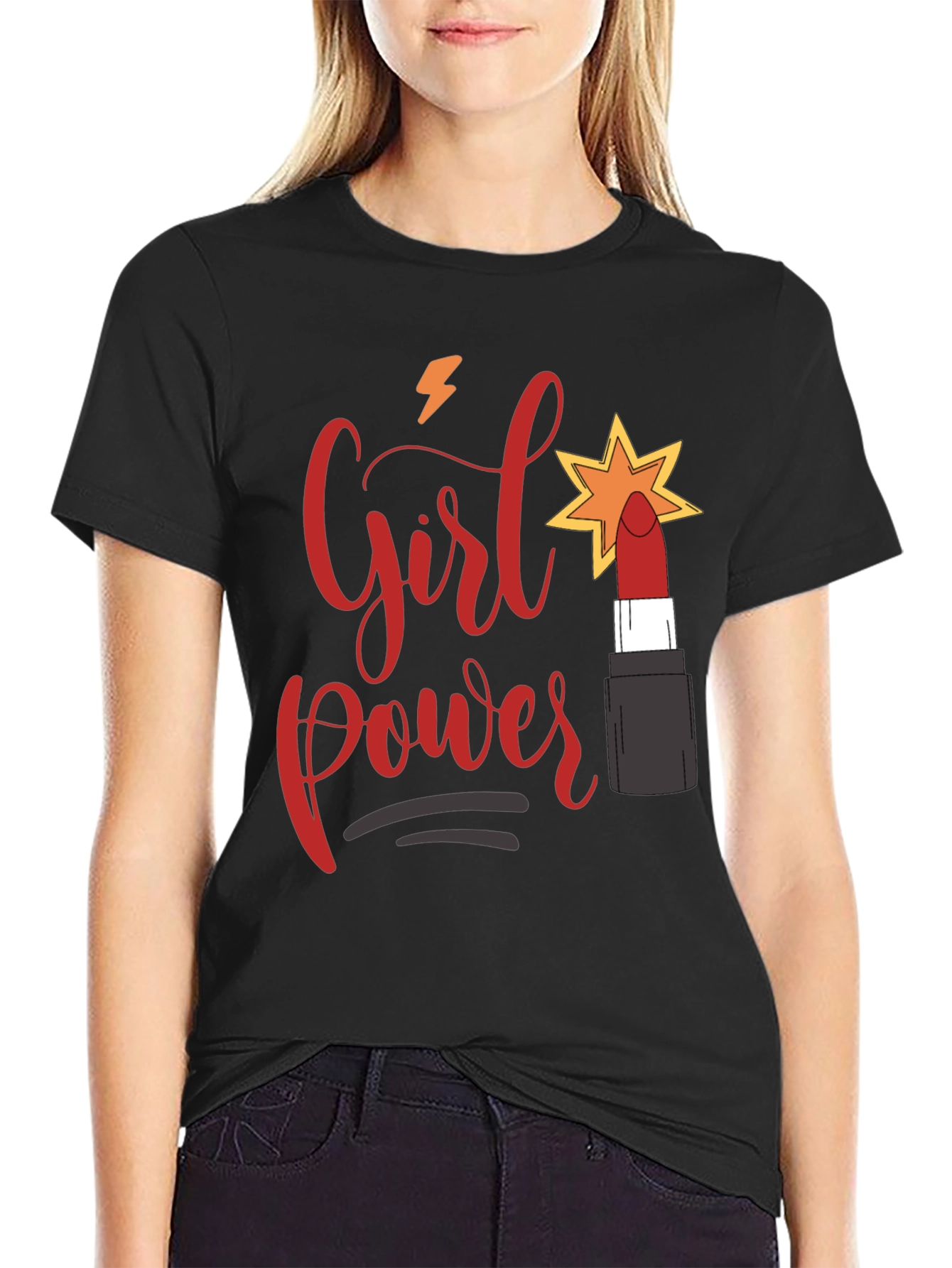 Black Girl Power Lipstick Graphic Tee view 2